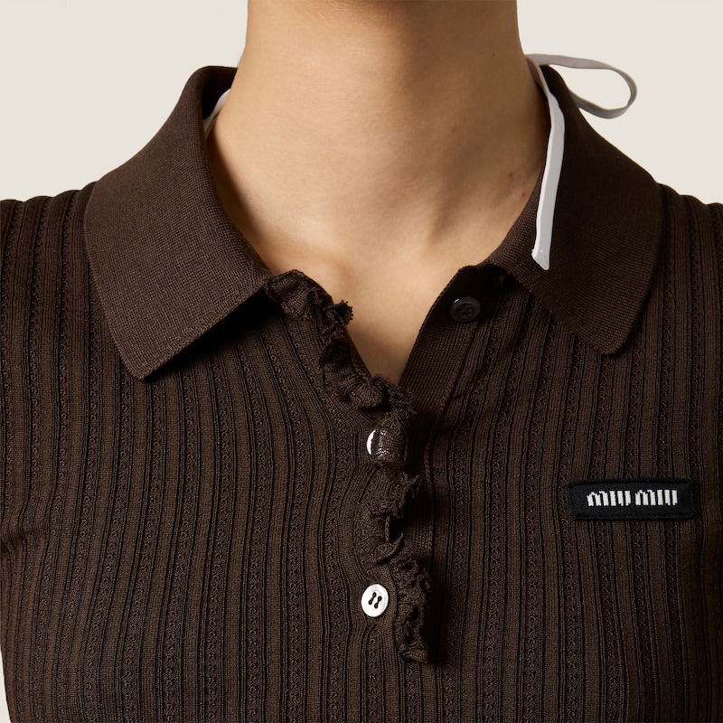 Silk knit polo shirt