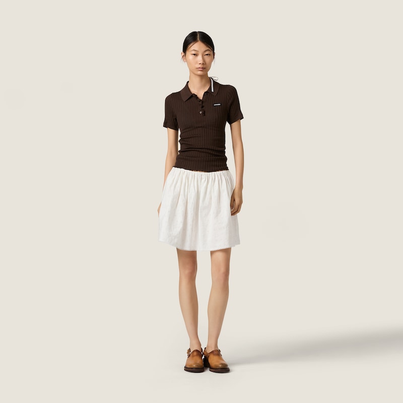 Silk knit polo shirt