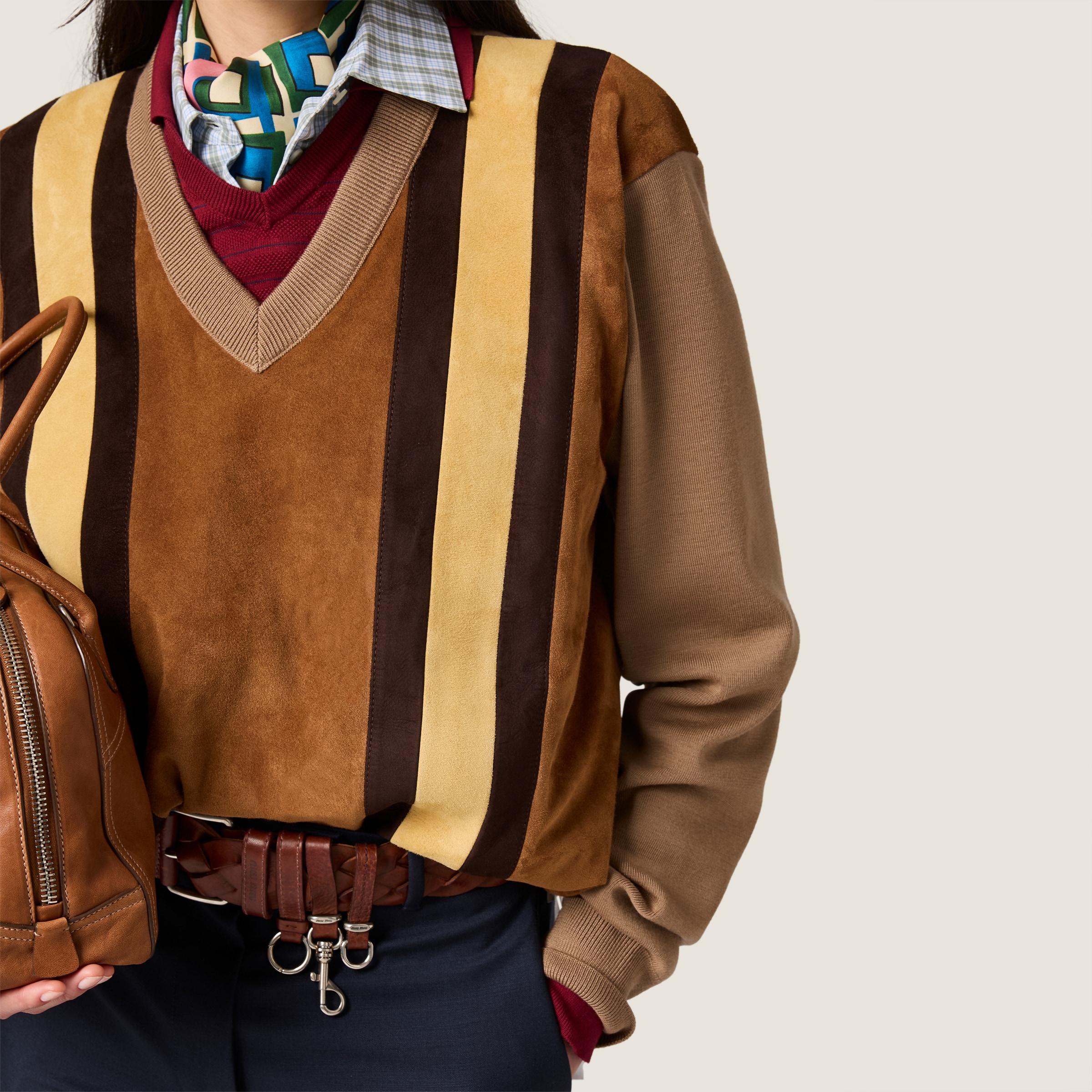 Wool and suede sweater - thumbnail 4