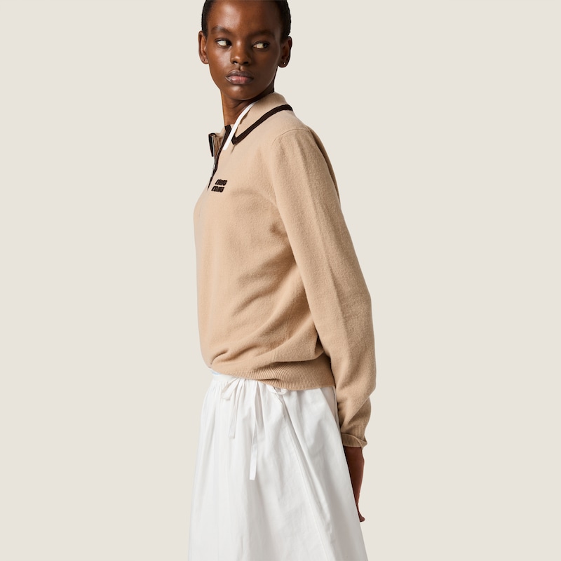 Wool and cashmere polo sweater