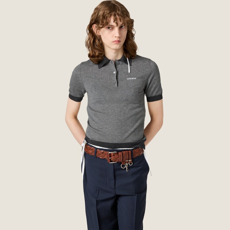 Cashmere and silk polo shirt