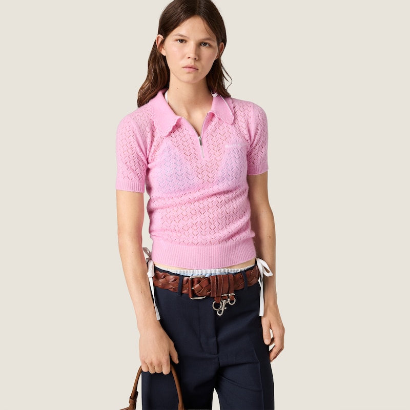 Cashmere and silk polo shirt