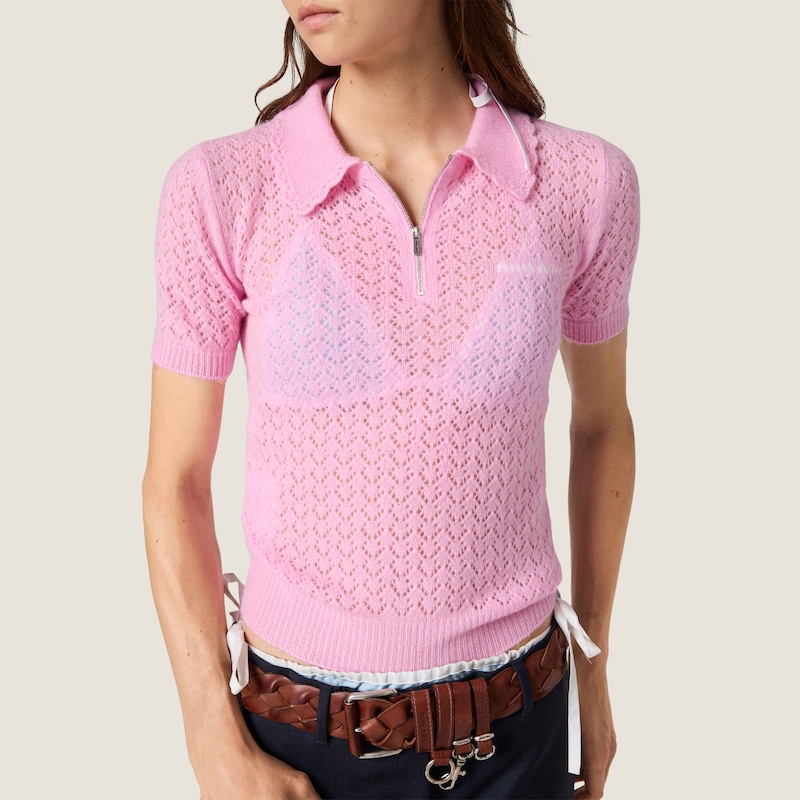 Cashmere and silk polo shirt