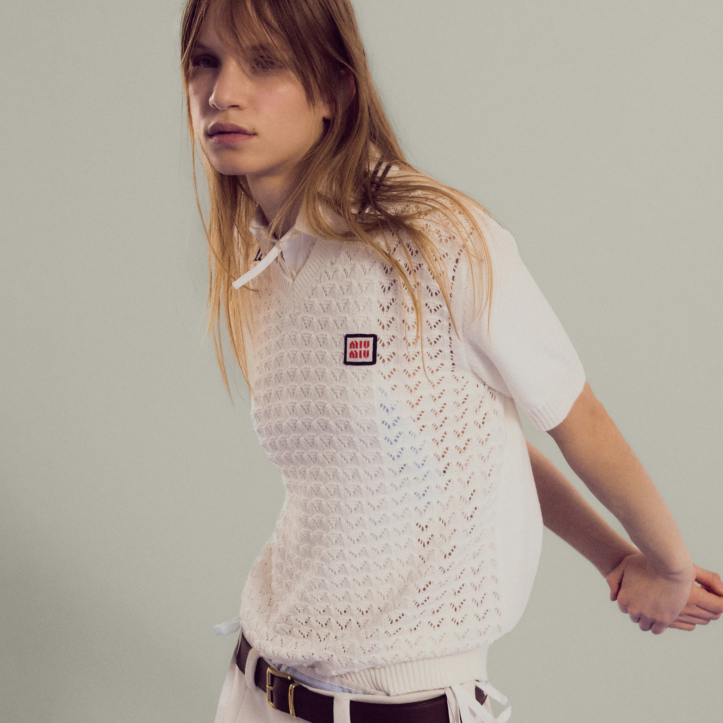 White Cotton Polo Shirt | Miu Miu - United States
