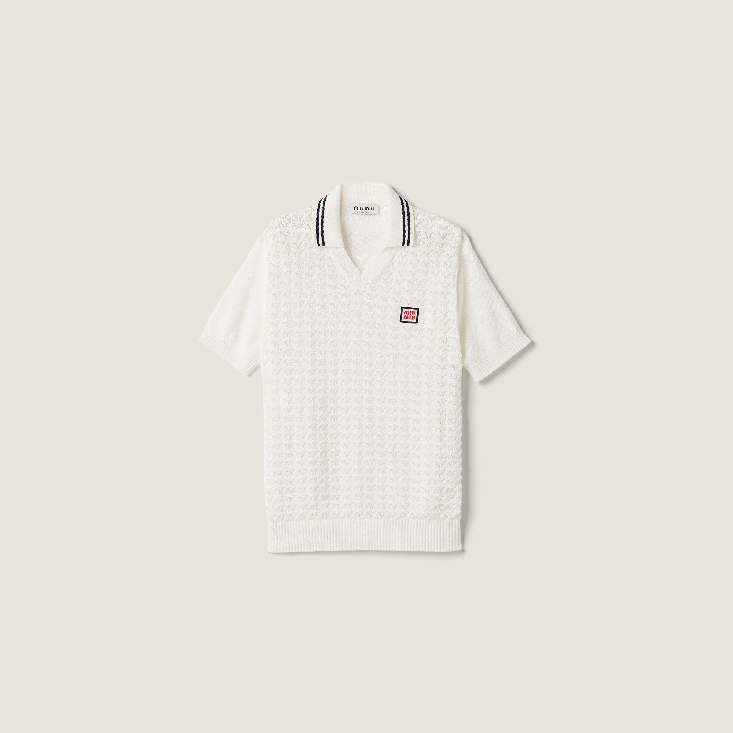 White Cotton Polo Shirt | Miu Miu - United States