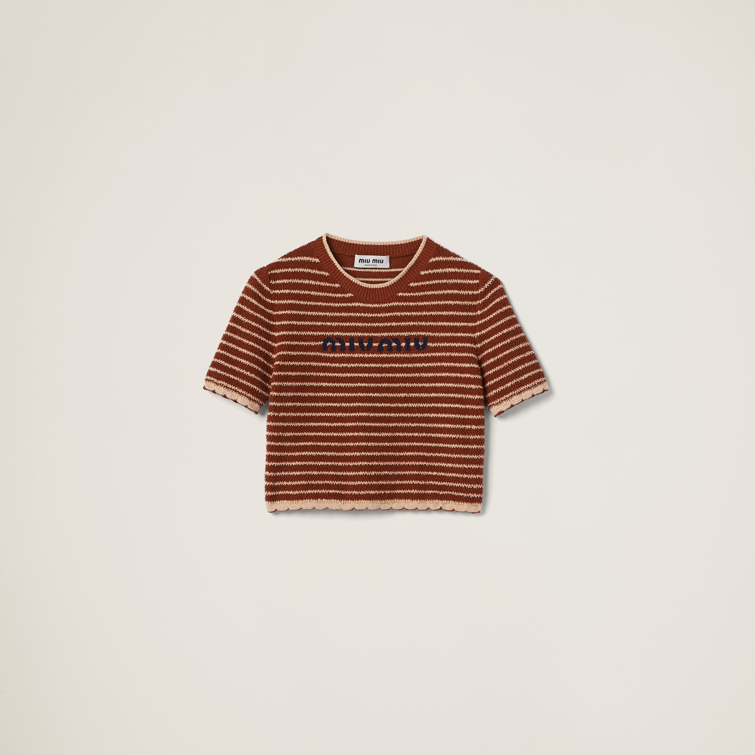 Miumiu Cotton Bouclé Sweater In Tobacco