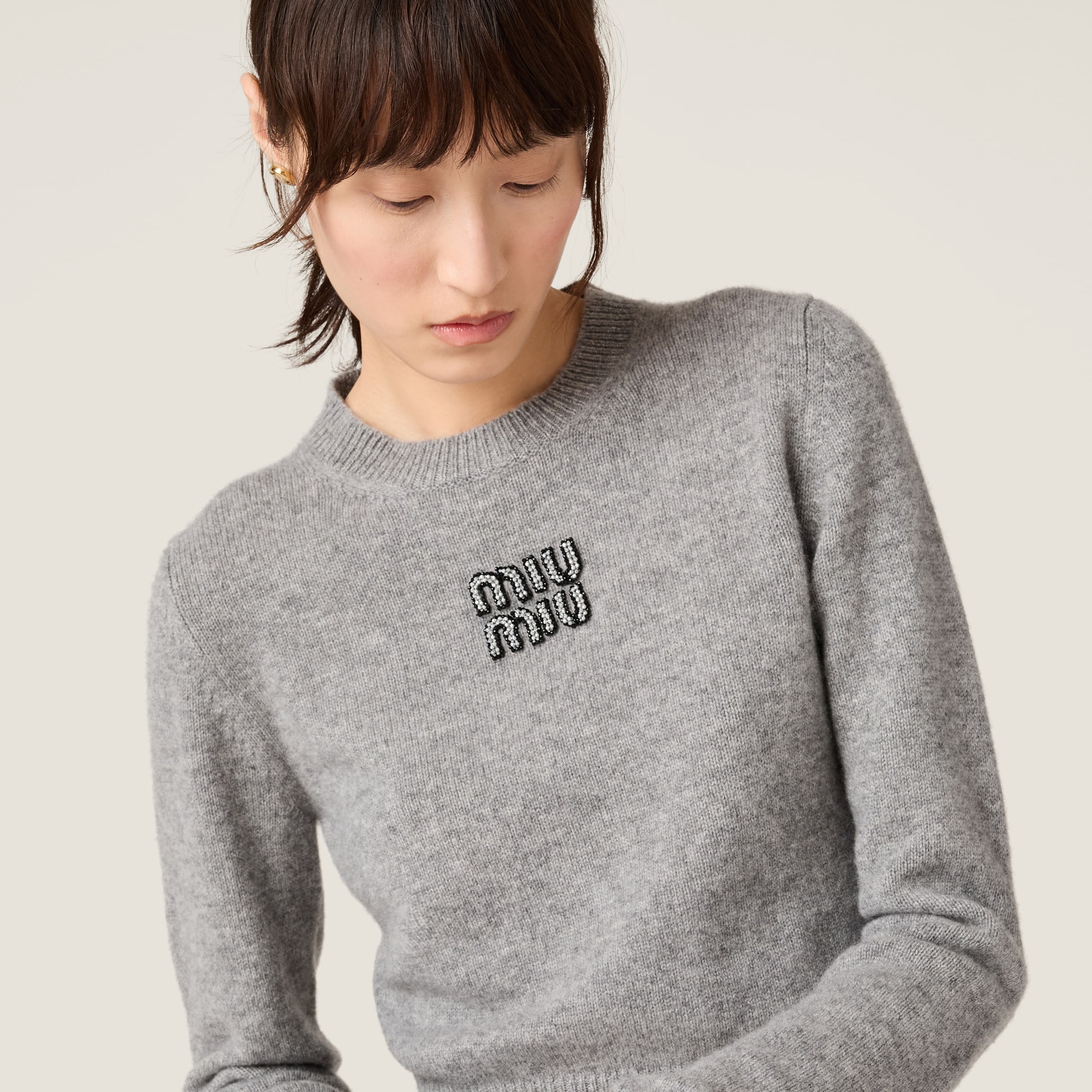 Miu Miu Cashmere Sweater In Grey