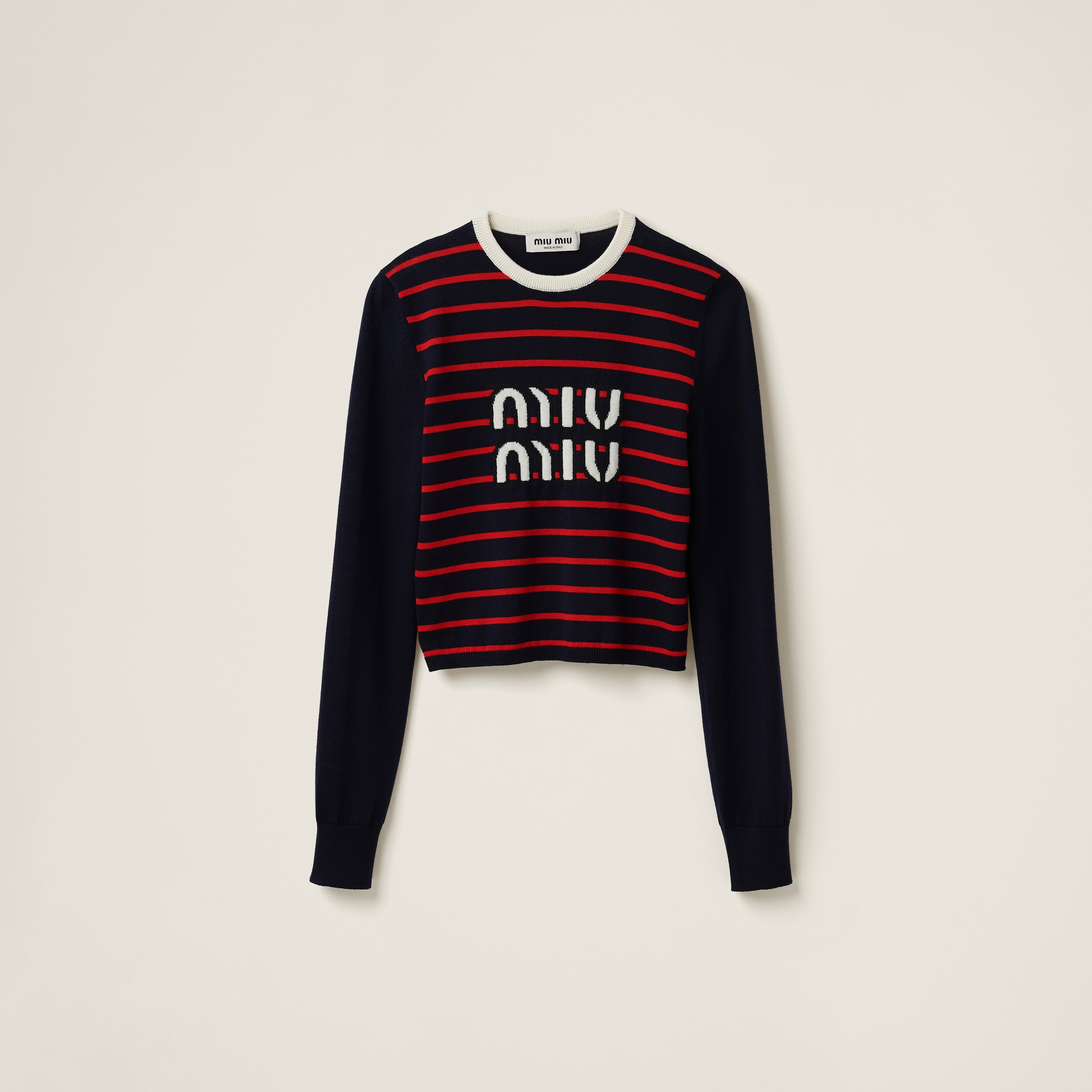 Navy Wool Crew neck Sweater Miu Miu