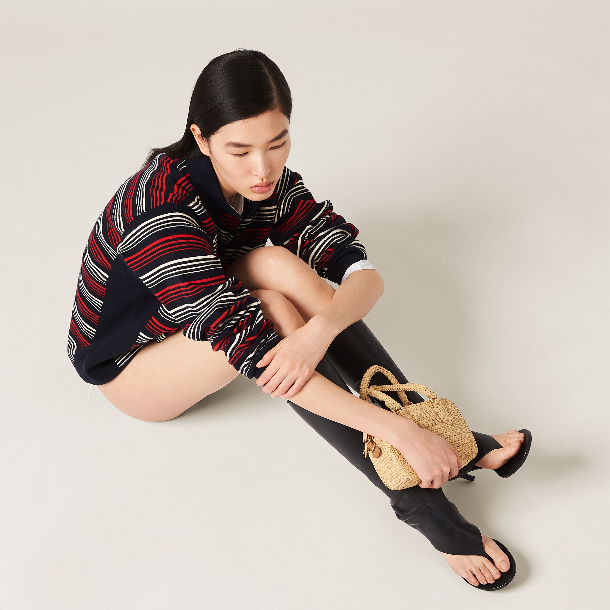 MIUMIU STRIPED ZIP POLO SHIRT STYLE 42
