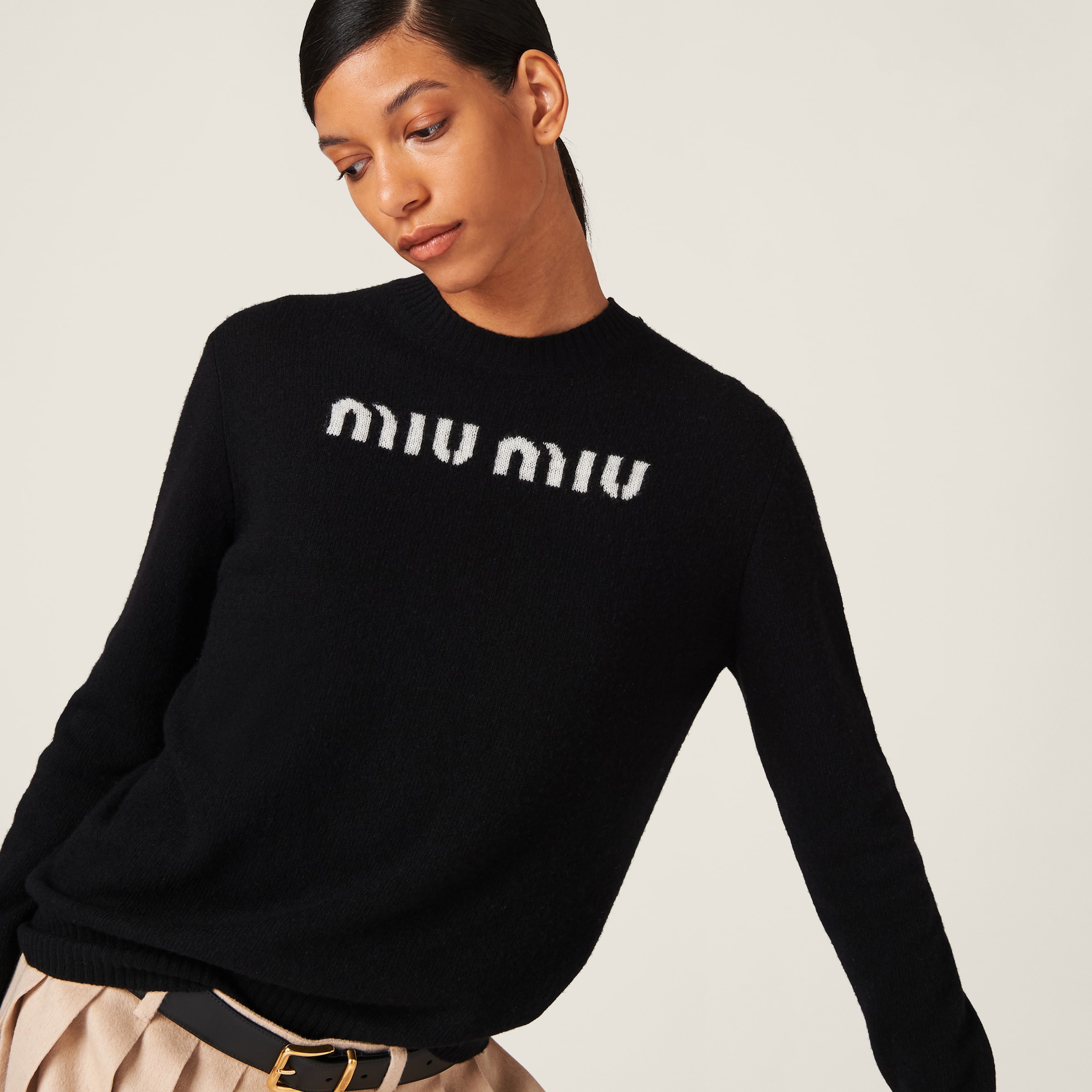 【楽天最安値に挑戦】 セーター ウールxカシミヤ ブラック | Miu Miu トップス