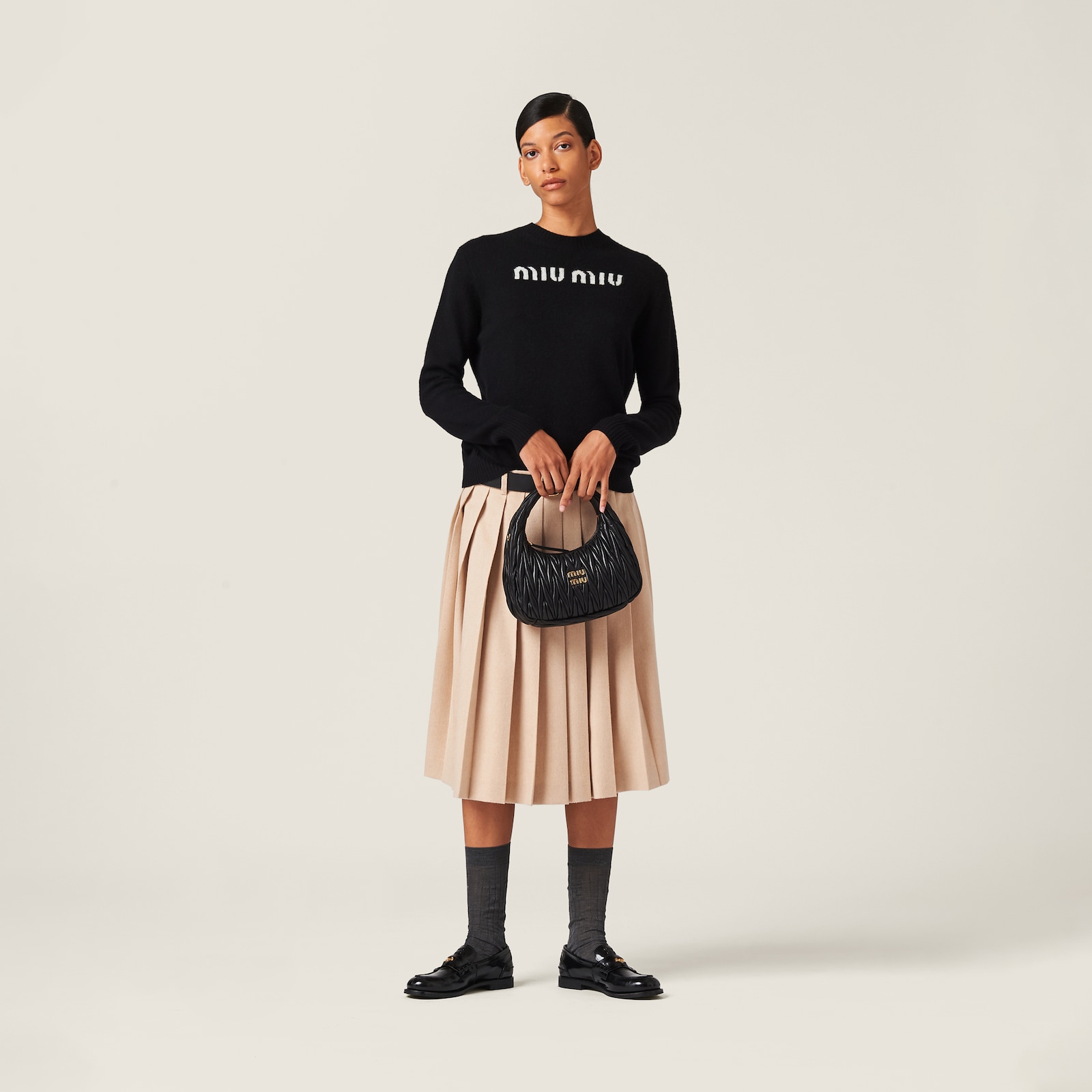 Miumiu Collared Knit Short-Sleeve Sleeve Wool 344322