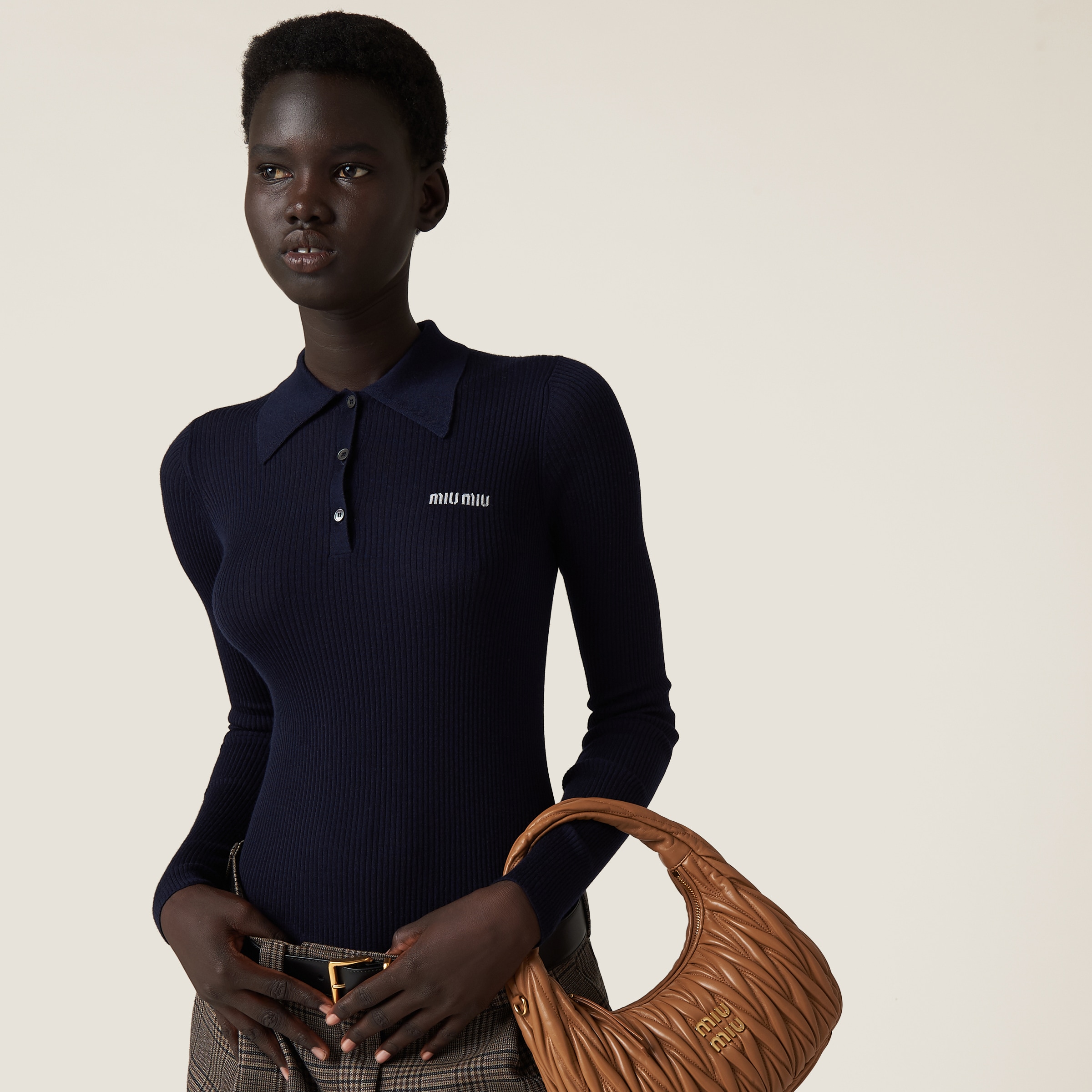 MIUMIU 26S LONG SLEEVE POLO SHIRT 907