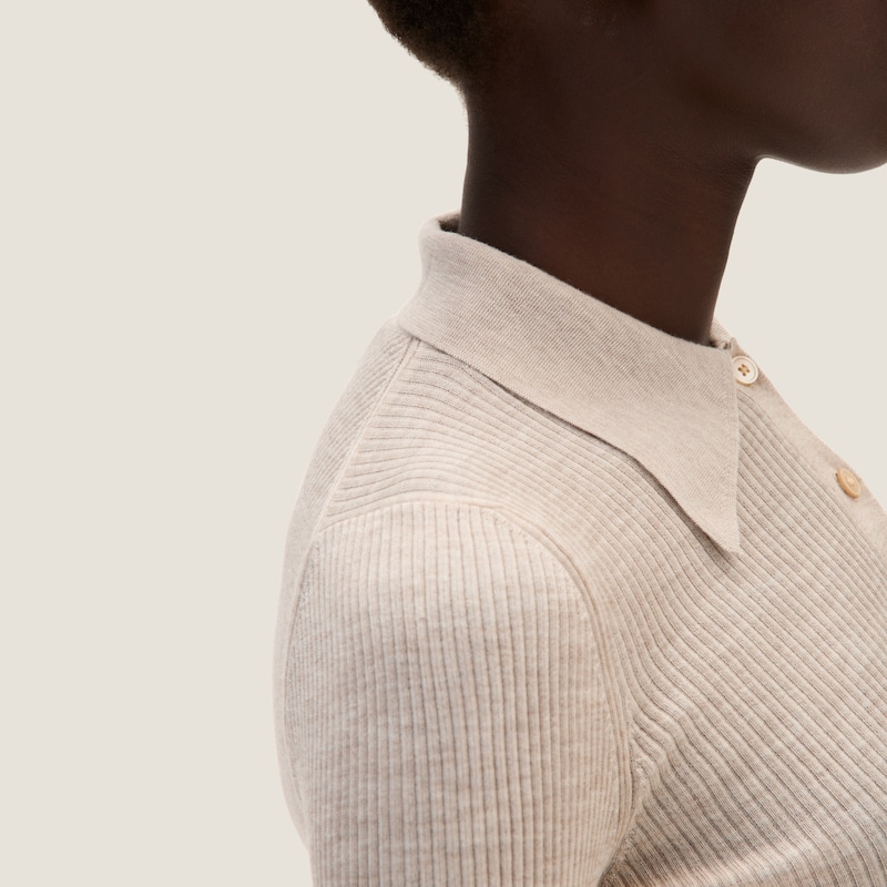 캐시미어 및 실크 니트 폴로 셔츠