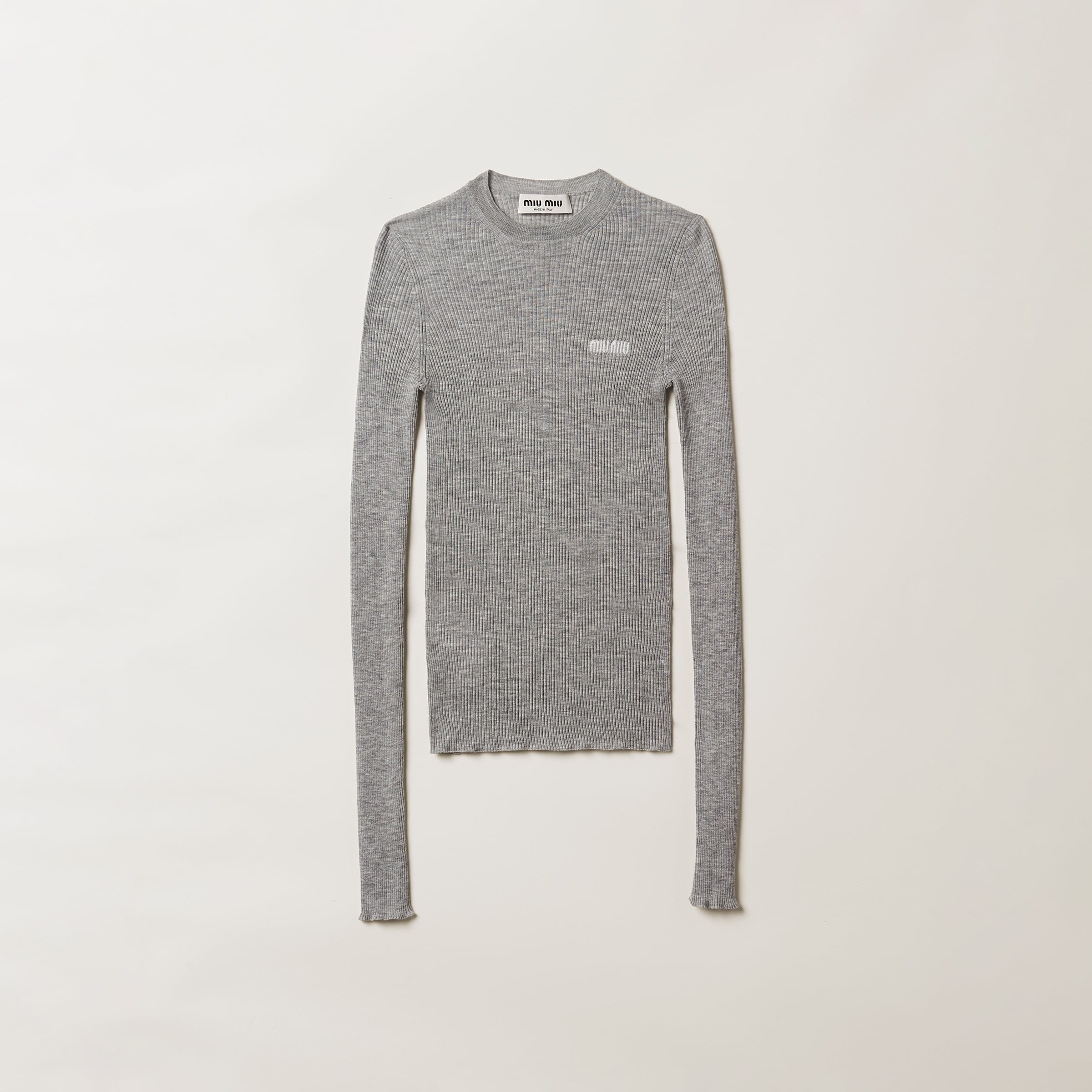 Grey Cashmere And Silk Sweater | Miu Miu