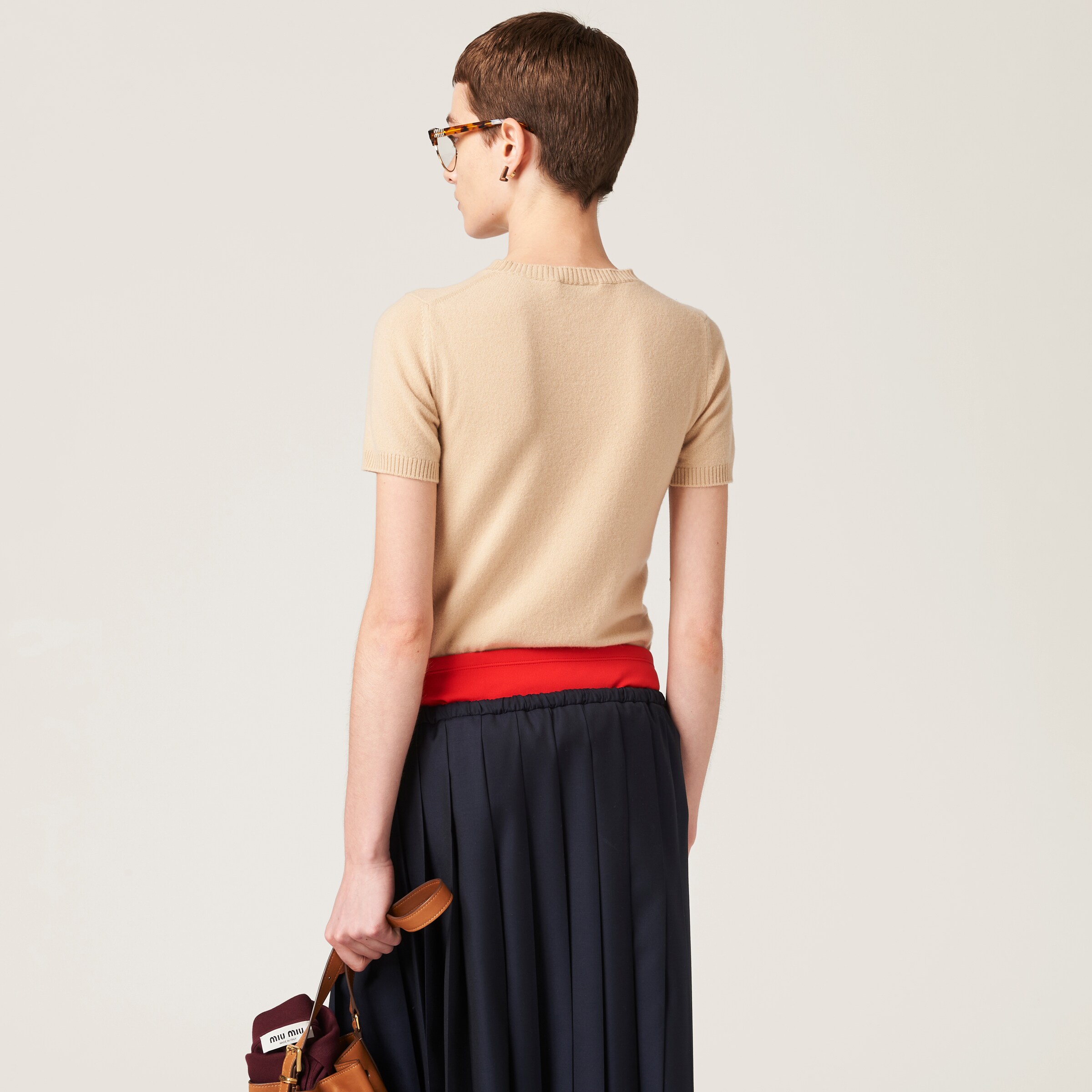 Miu Miu Sweater Crew Cashmere F.12 In Albino White