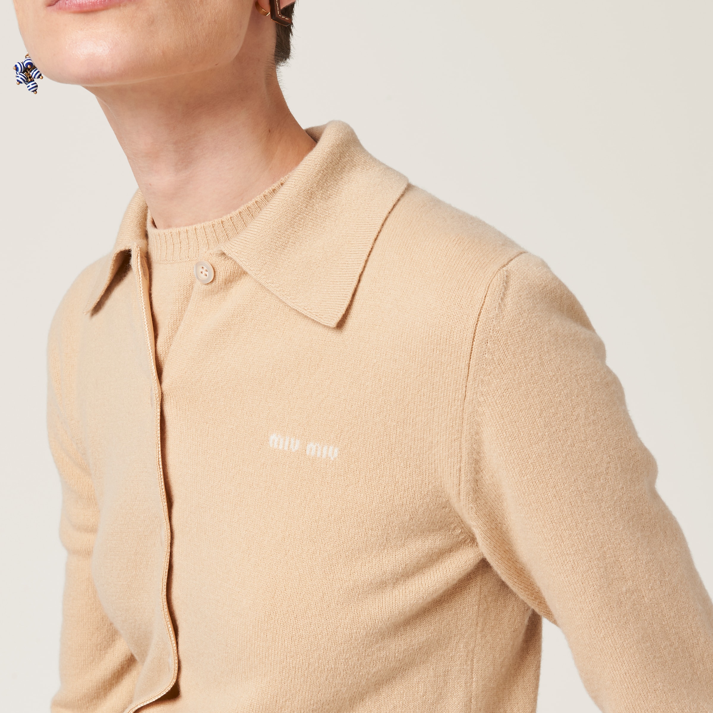 Miu Miu Sweater Crew Cashmere F.12 In Albino White