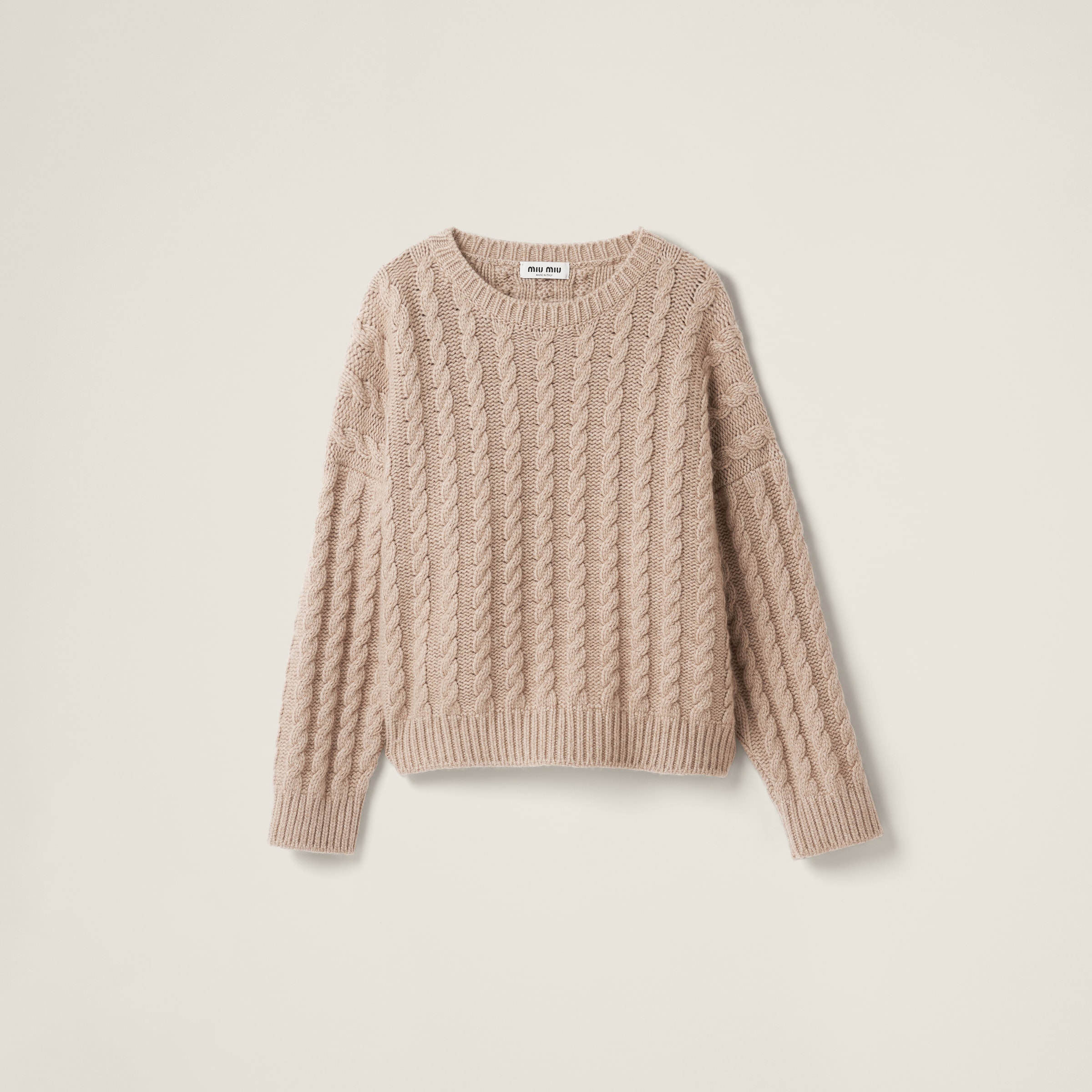 Miu Miu Cashmere Jumper In Sand Beige