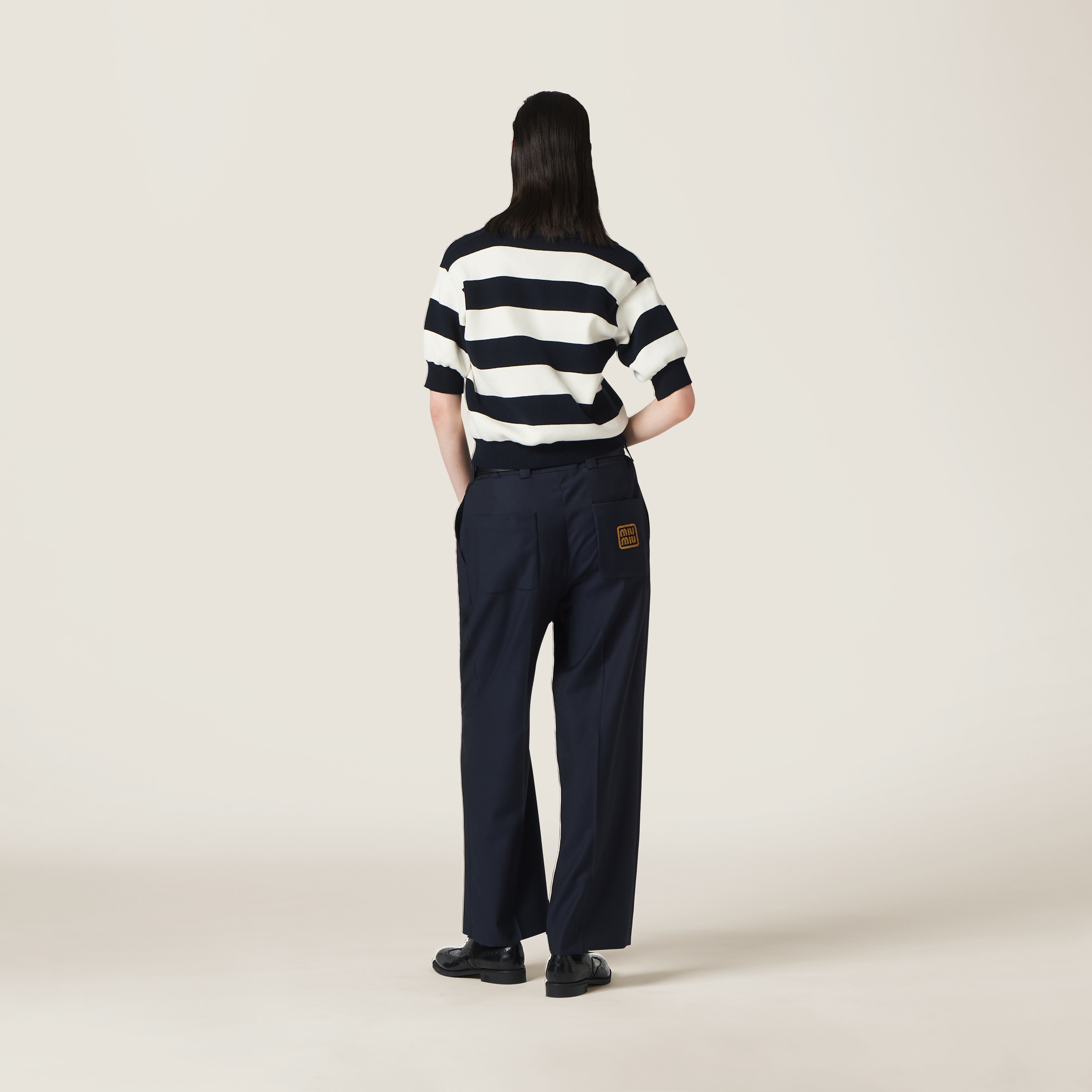 miu miu ミュウミュウ　ネイビーポロシャツ　25ss miumiuミュウミュウ ネイビー ポロシャツ ミュウミュウ （miu
