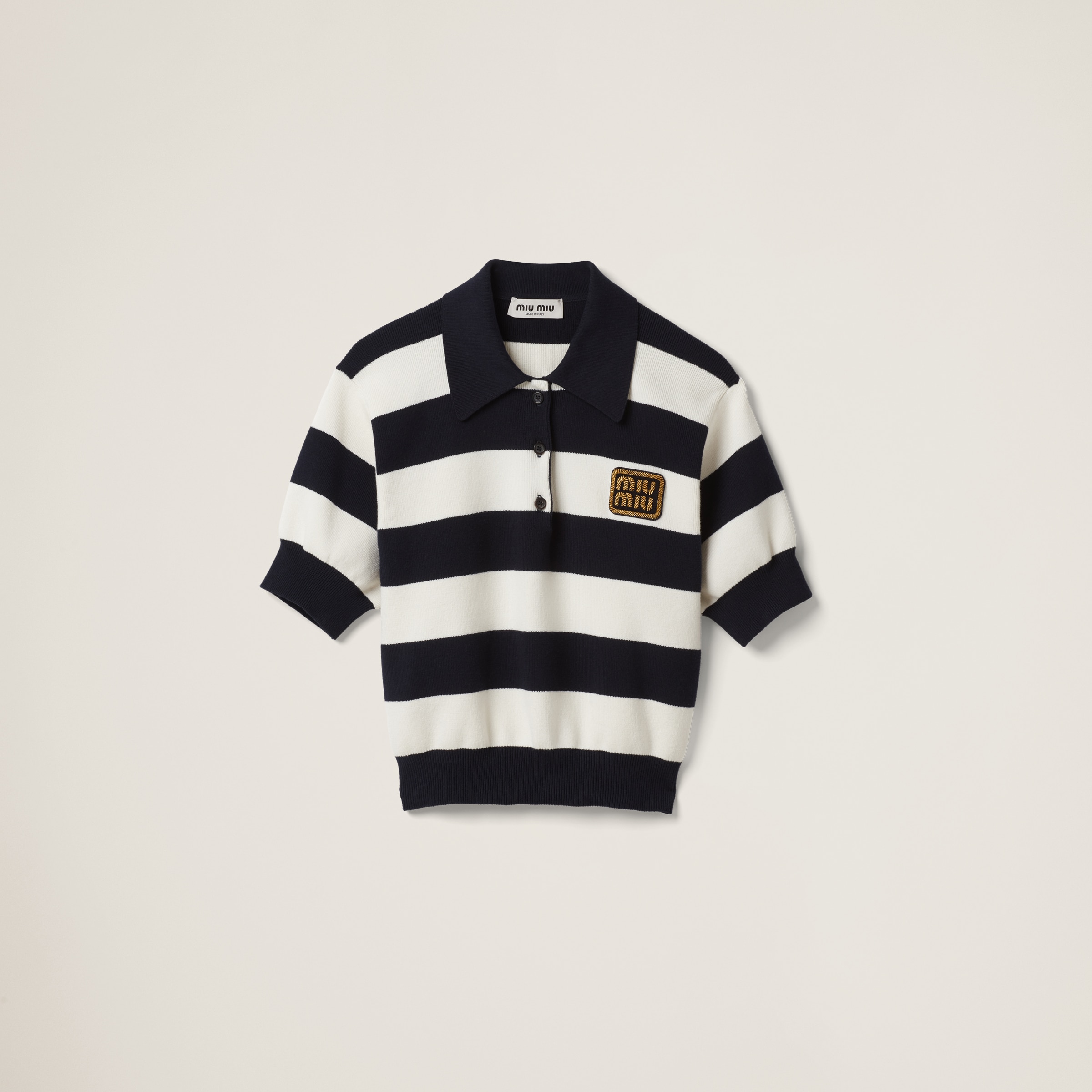 Miu Miu Cotton Jersey Polo Shirt In Blue/white | ModeSens