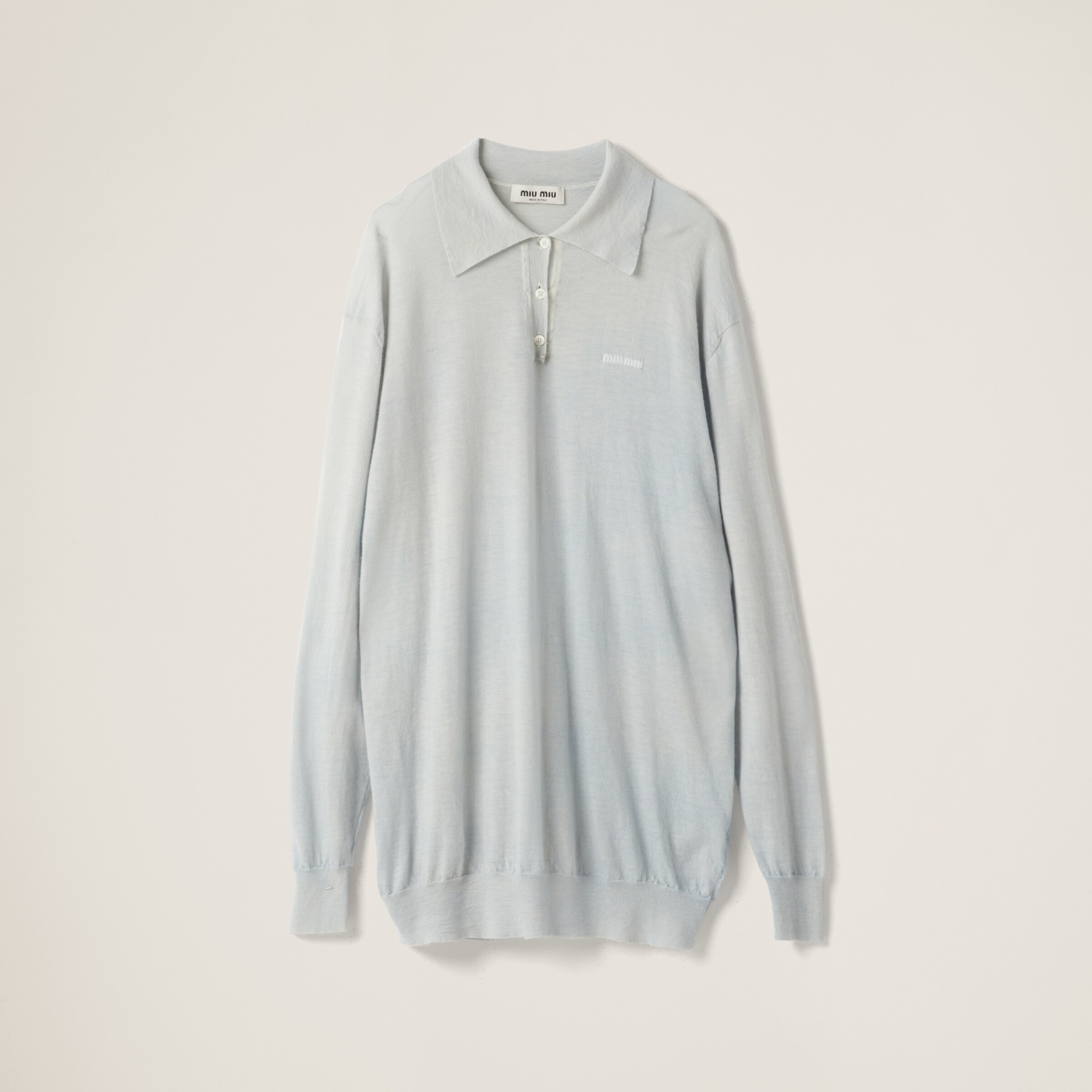 Miumiu Cashmere Knit Polo Shirt In Marigold