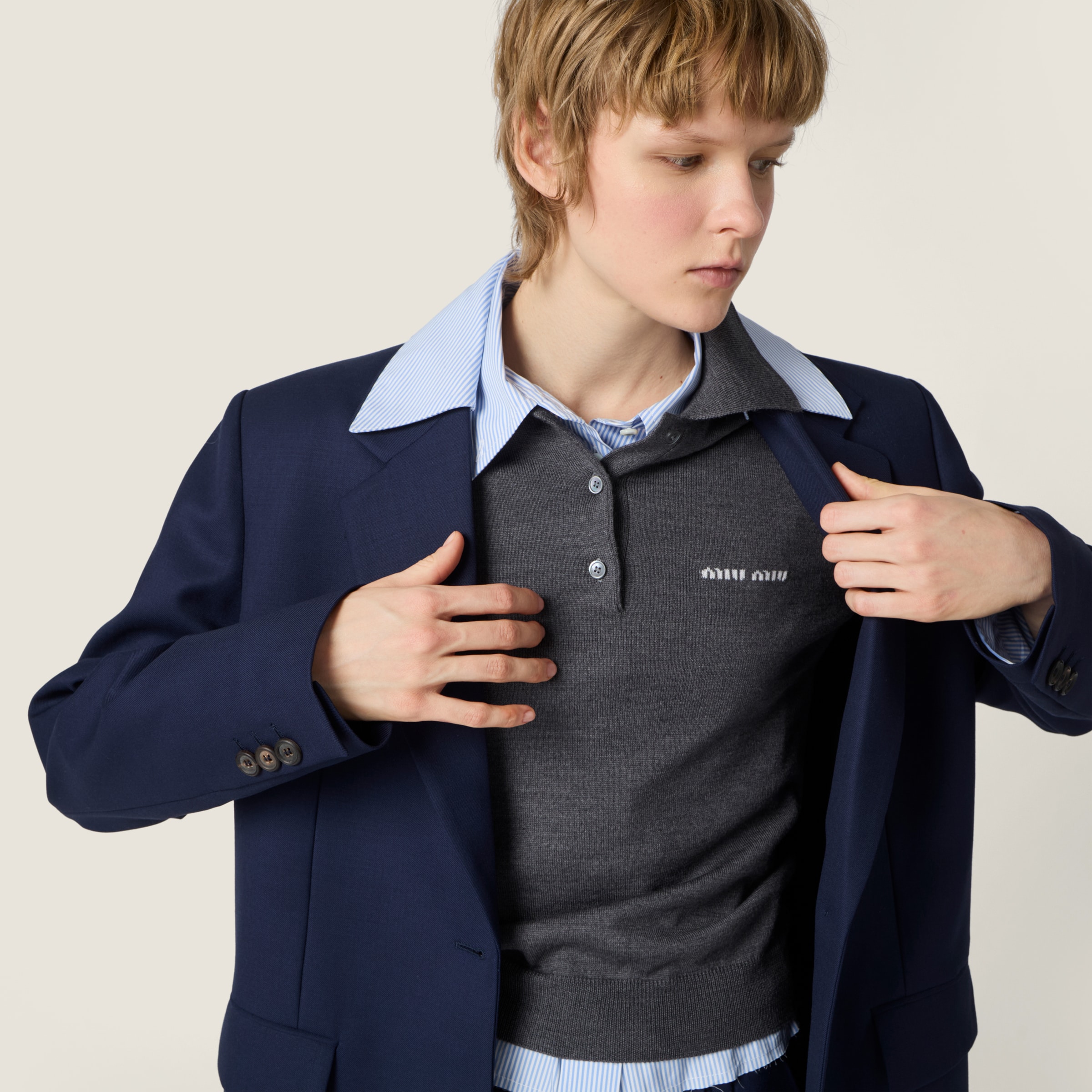 Wool knit polo shirt - thumbnail 5