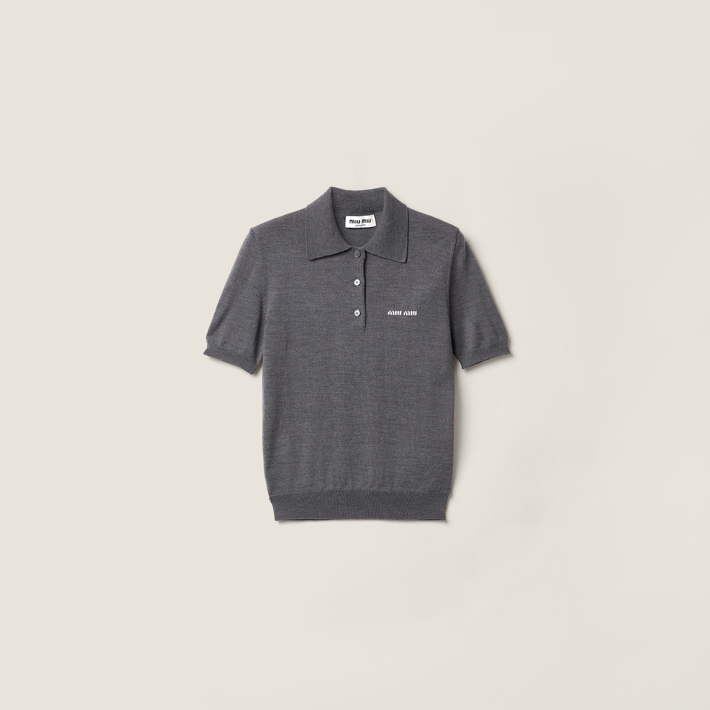 Wool knit polo shirt
