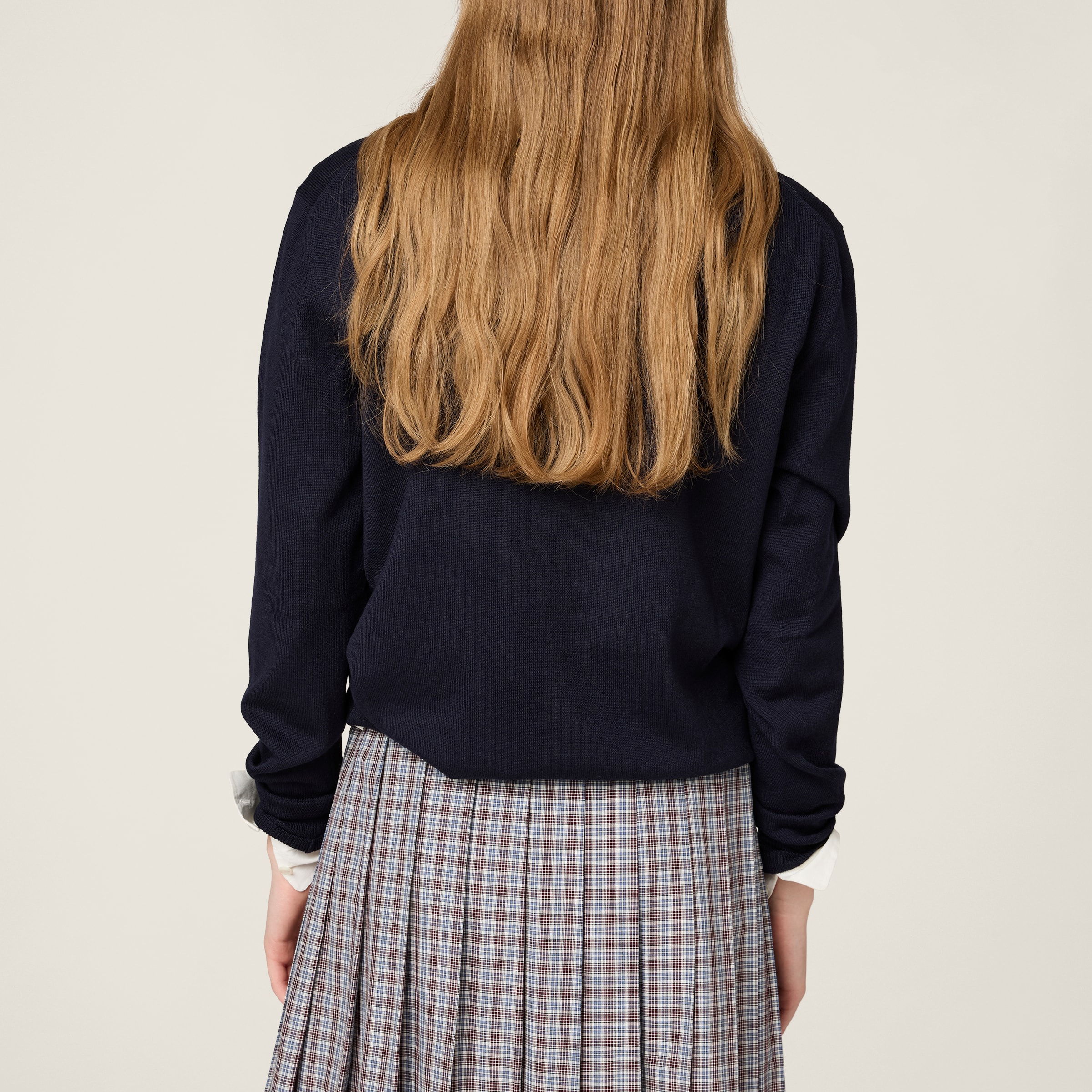 Shop Miumiu Wool Knit Polo Shirt In Navy