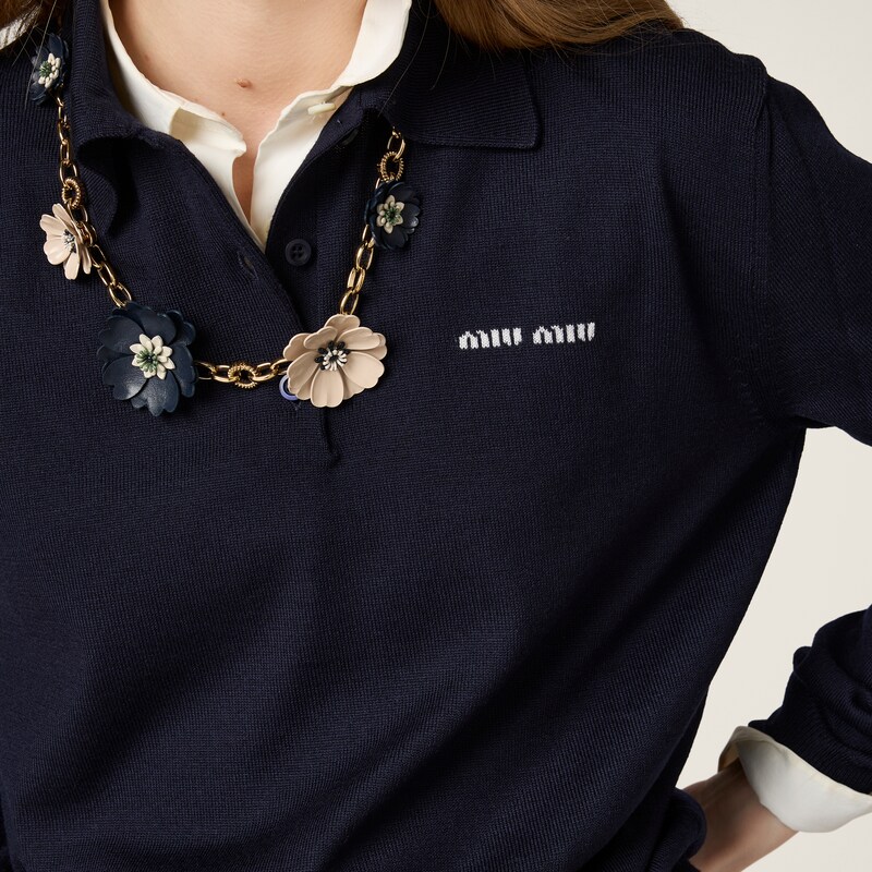 Wool knit polo shirt