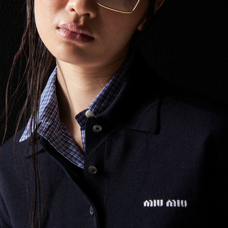 Wool knit polo shirt