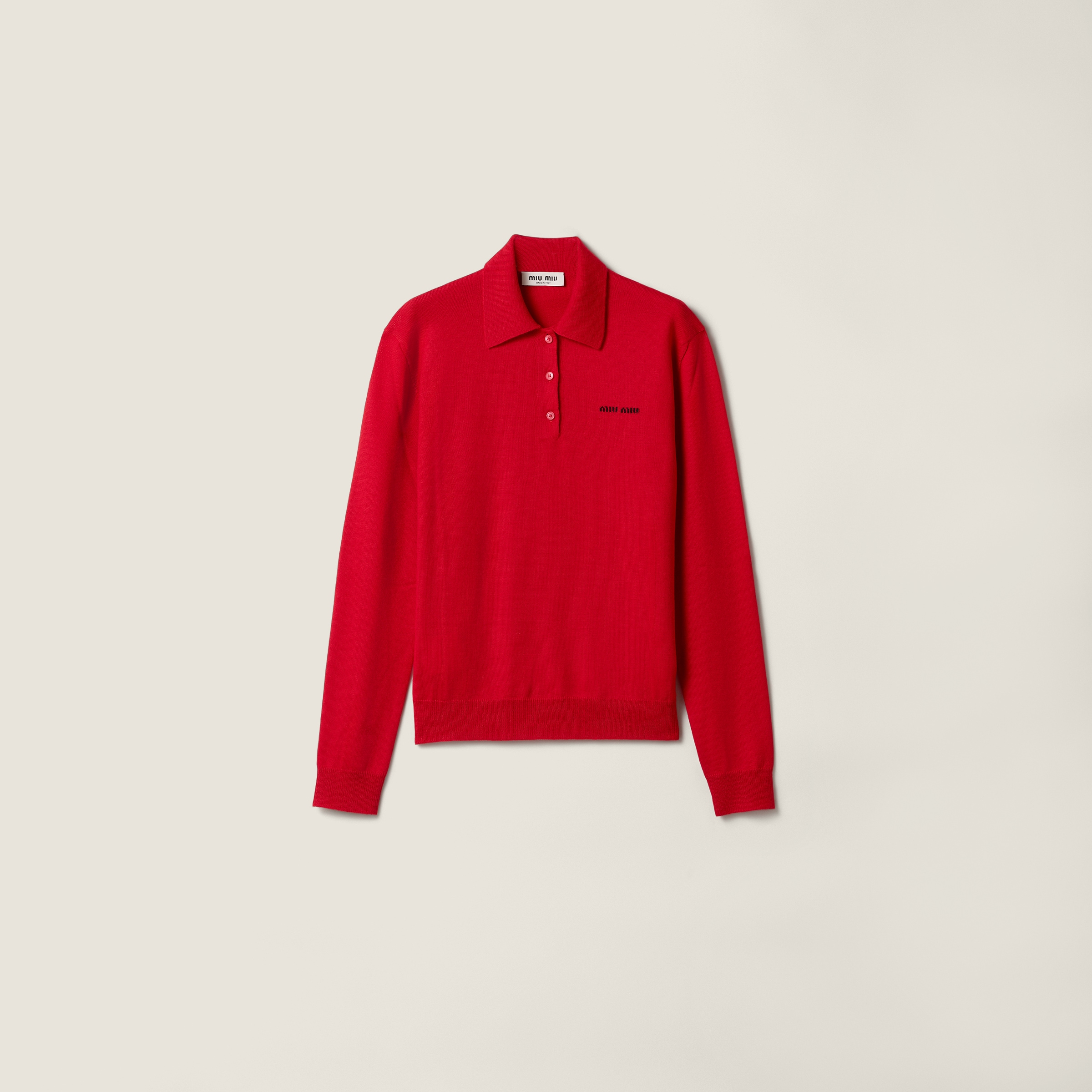Wool knit polo shirt