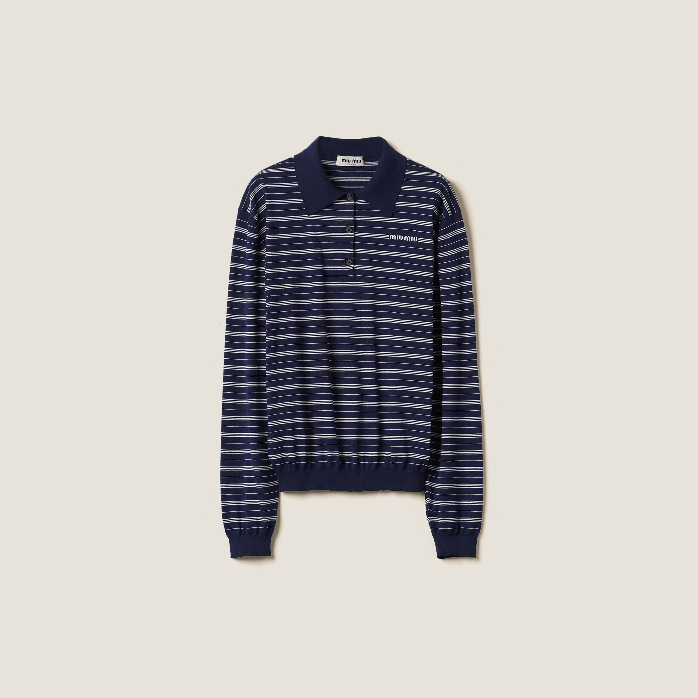 Miumiu Cotton Jersey Polo Shirt In Navy