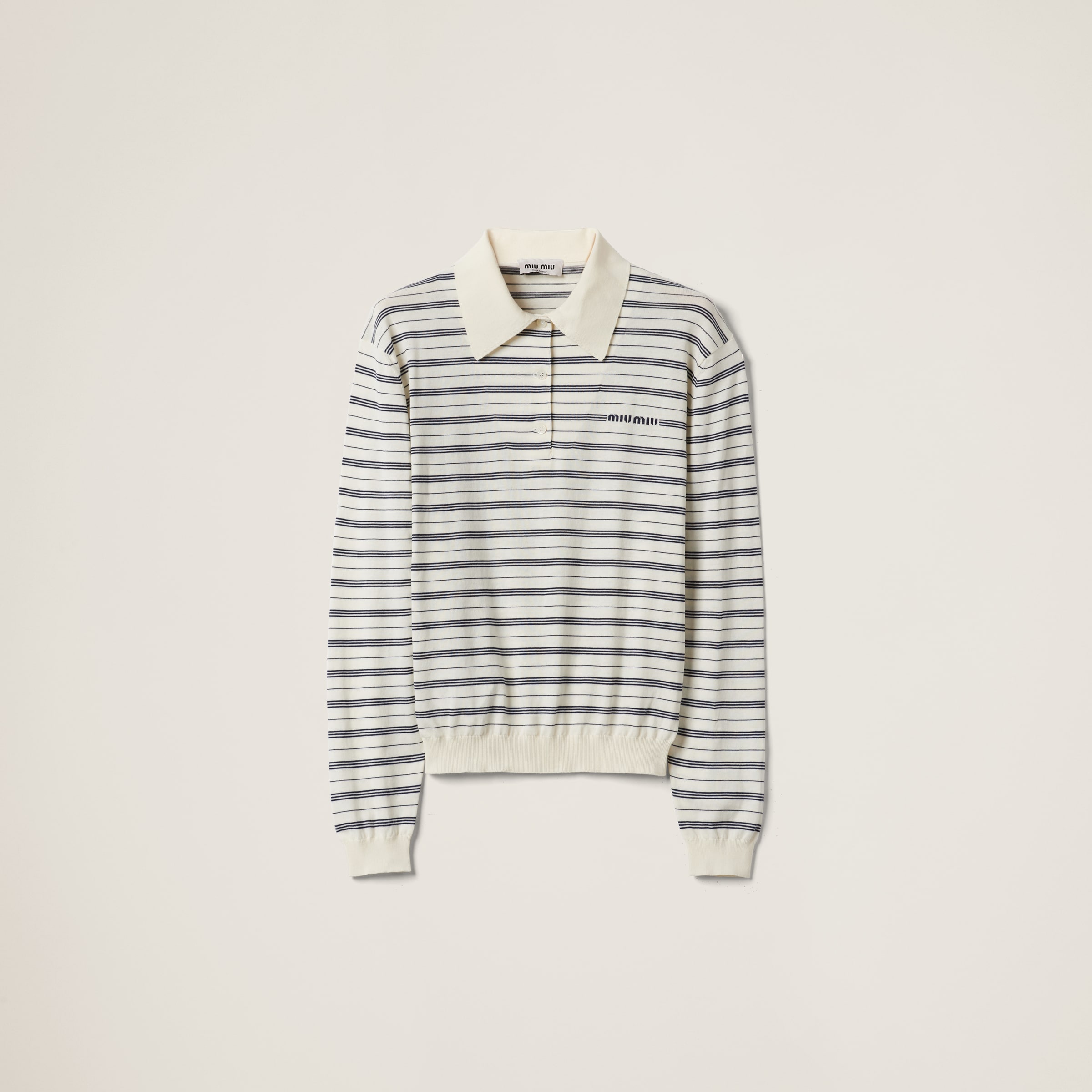 Miumiu Cotton Jersey Polo Shirt In Ivory