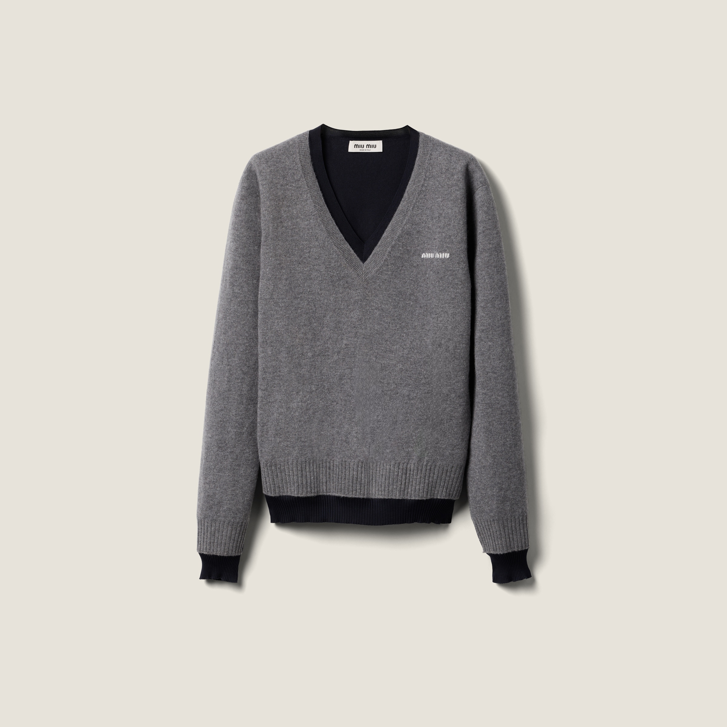 MIU MIU SILK AND CASHMERE V-NECK SWEATER