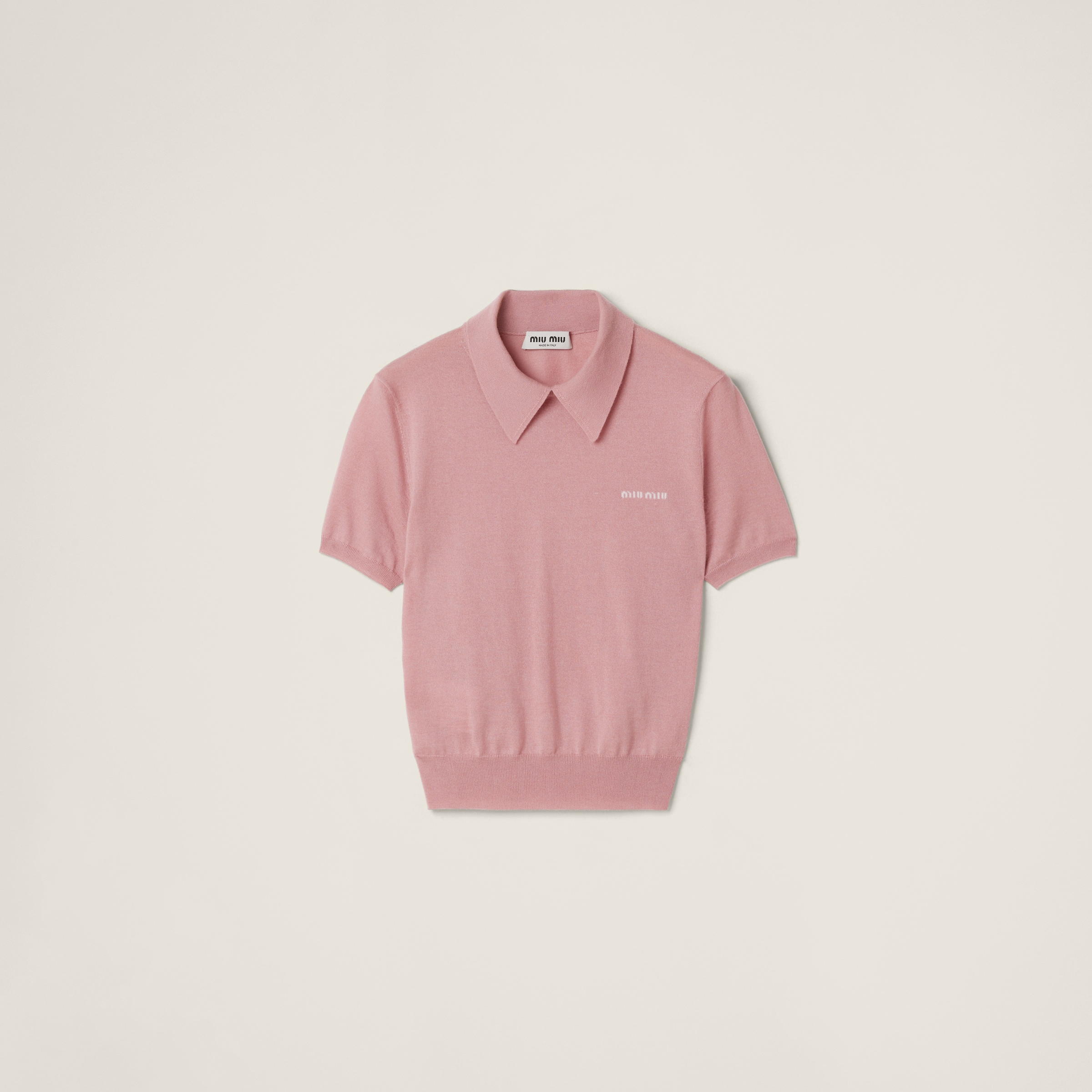 Miu Miu Silk And Cashmere Polo Shirt In Mauve