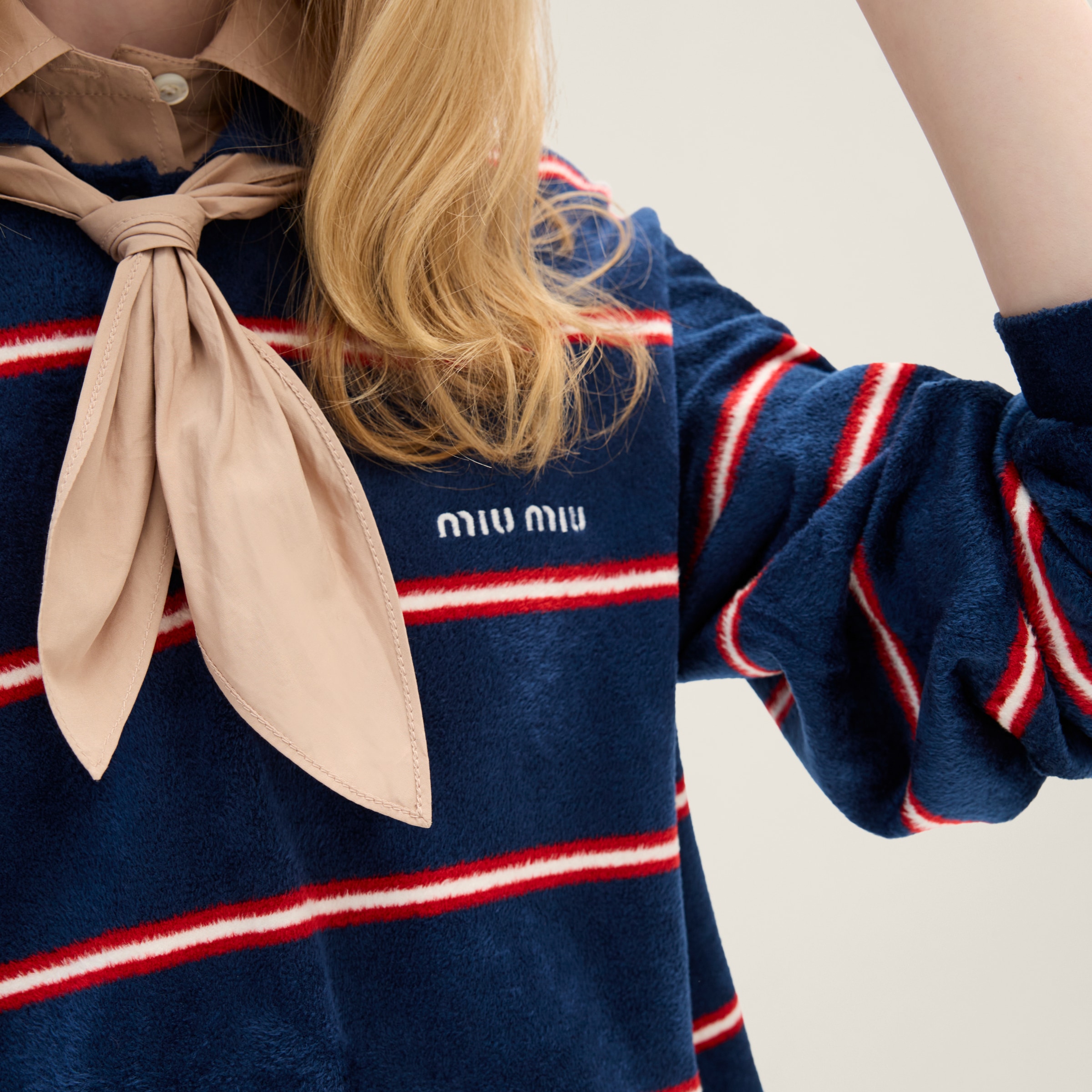 Blue/red Striped Viscose Polo Shirt | Miu Miu