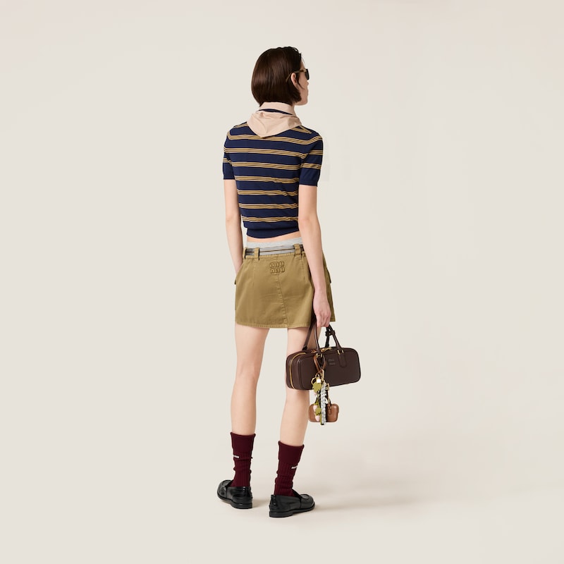 Striped cashmere and silk polo sweater