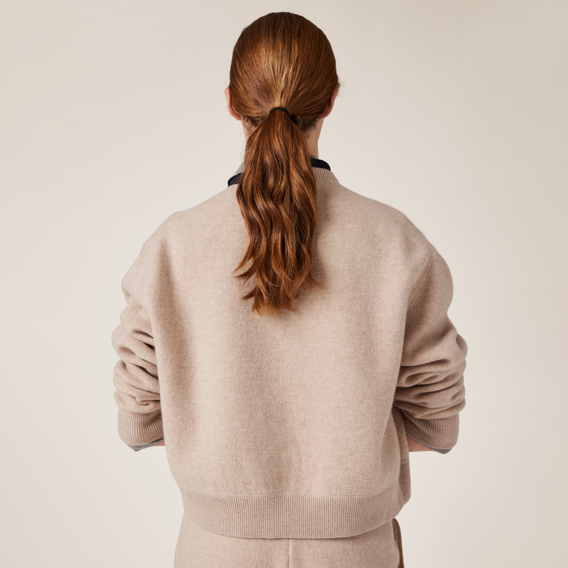 Miu Miu Double Cashmere Sweater With Logo In Sand Beige