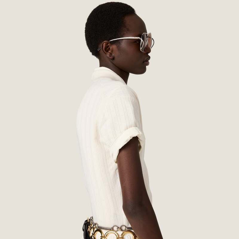 Pull polo en cachemire et soie