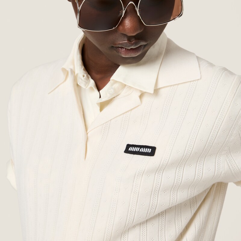 Pull polo en cachemire et soie