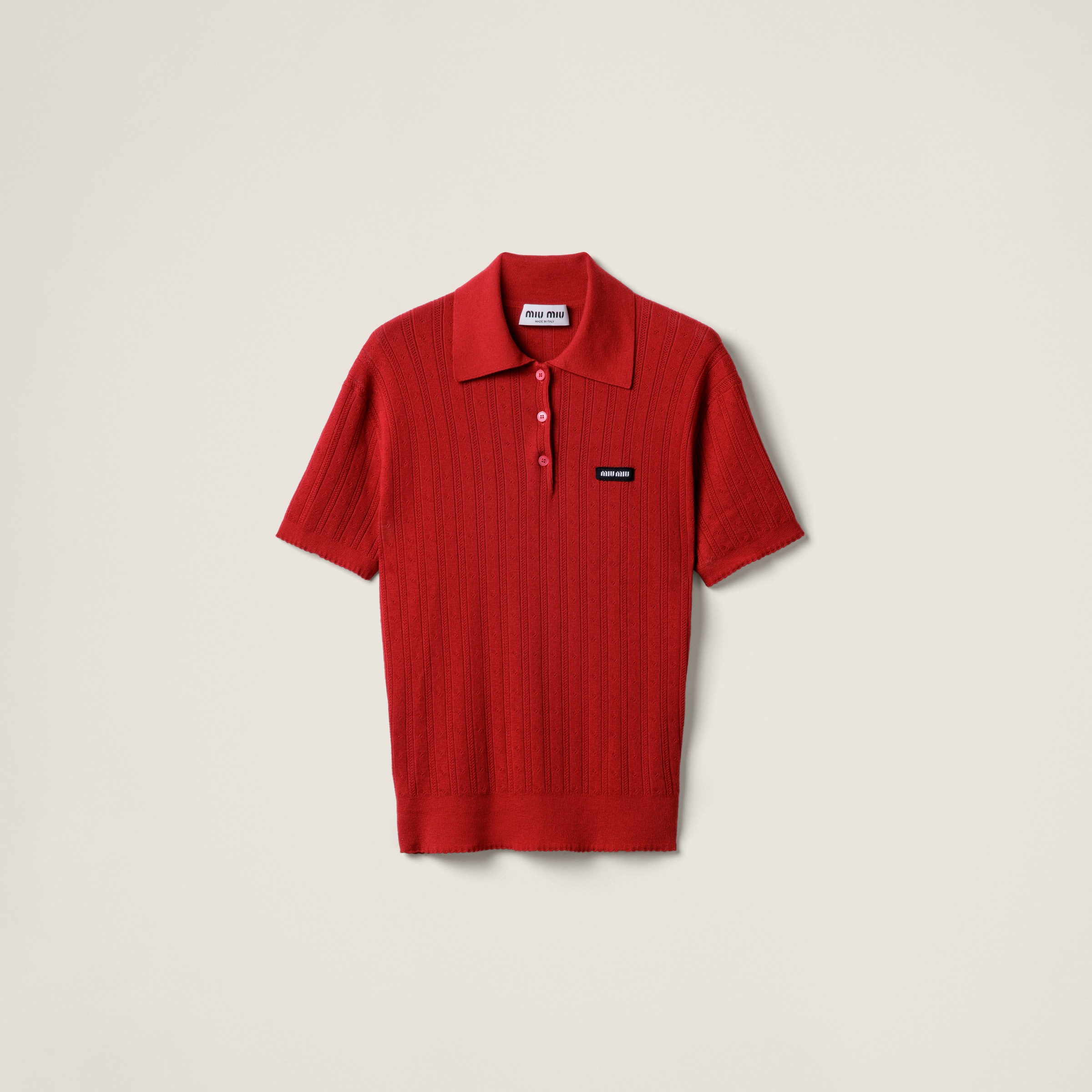 Miu Miu Cashmere And Silk Polo Sweater In Red