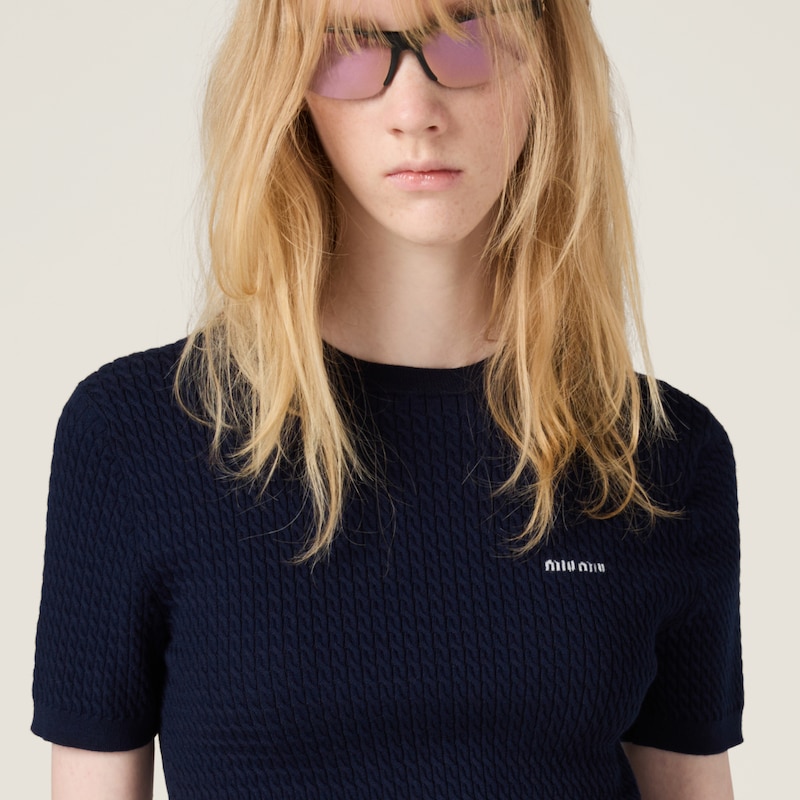 Cashmere and silk cable-knit crew-neck sweater