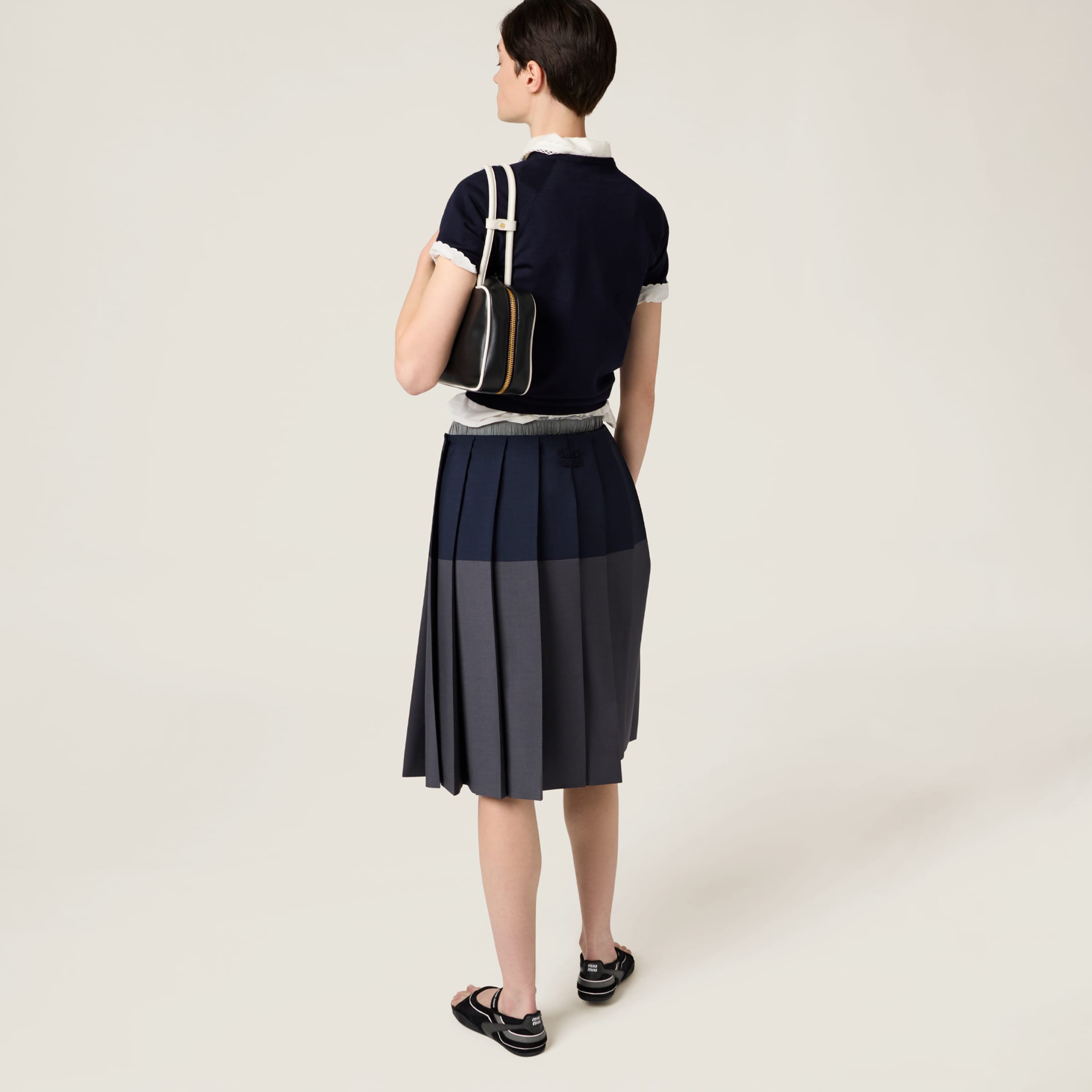Miu Miu Wool Crew-neck Sweater In Navy