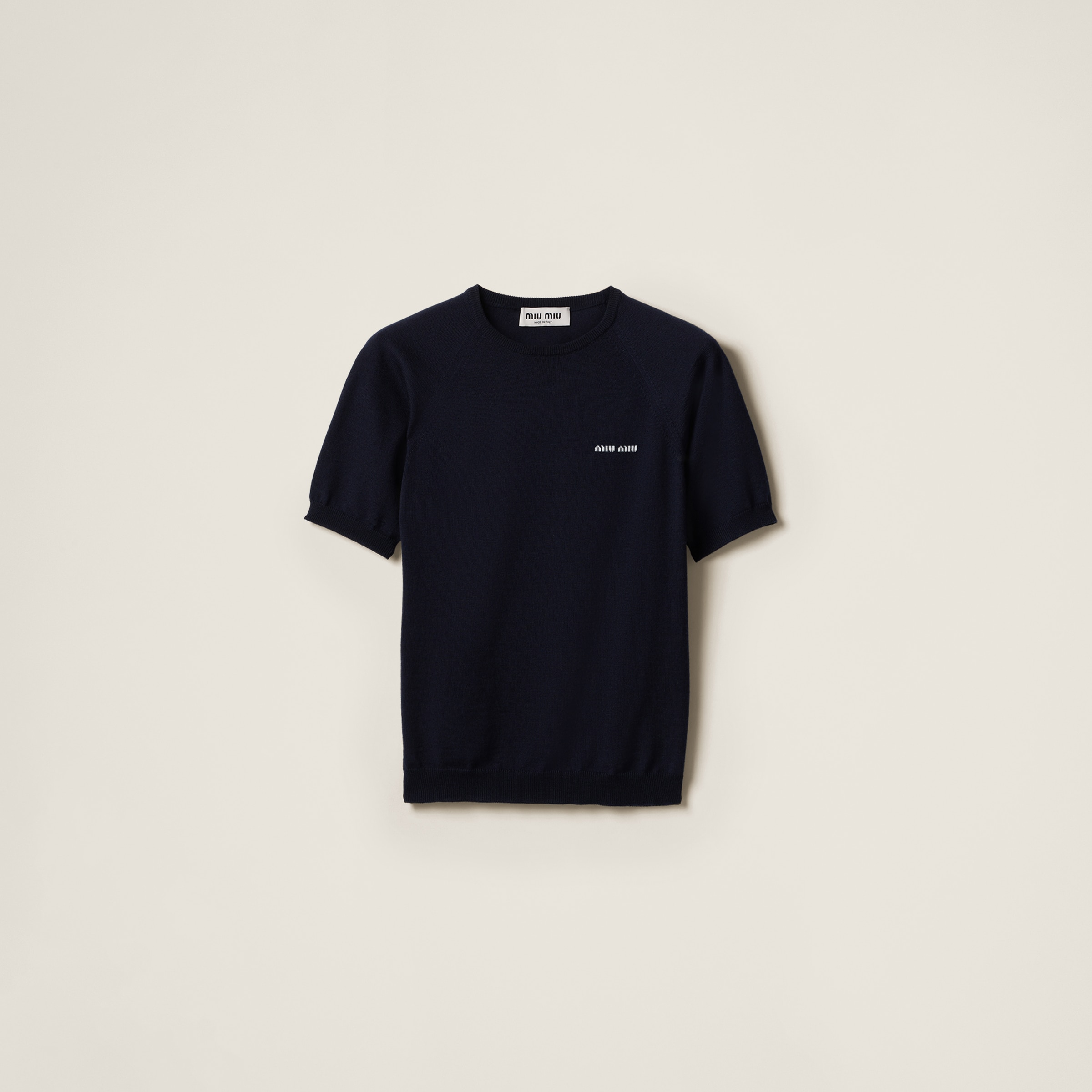 Miu Miu Wool Crew-neck Sweater In Navy