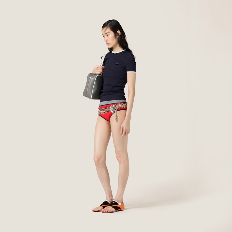 Technical yarn crew-neck sweater