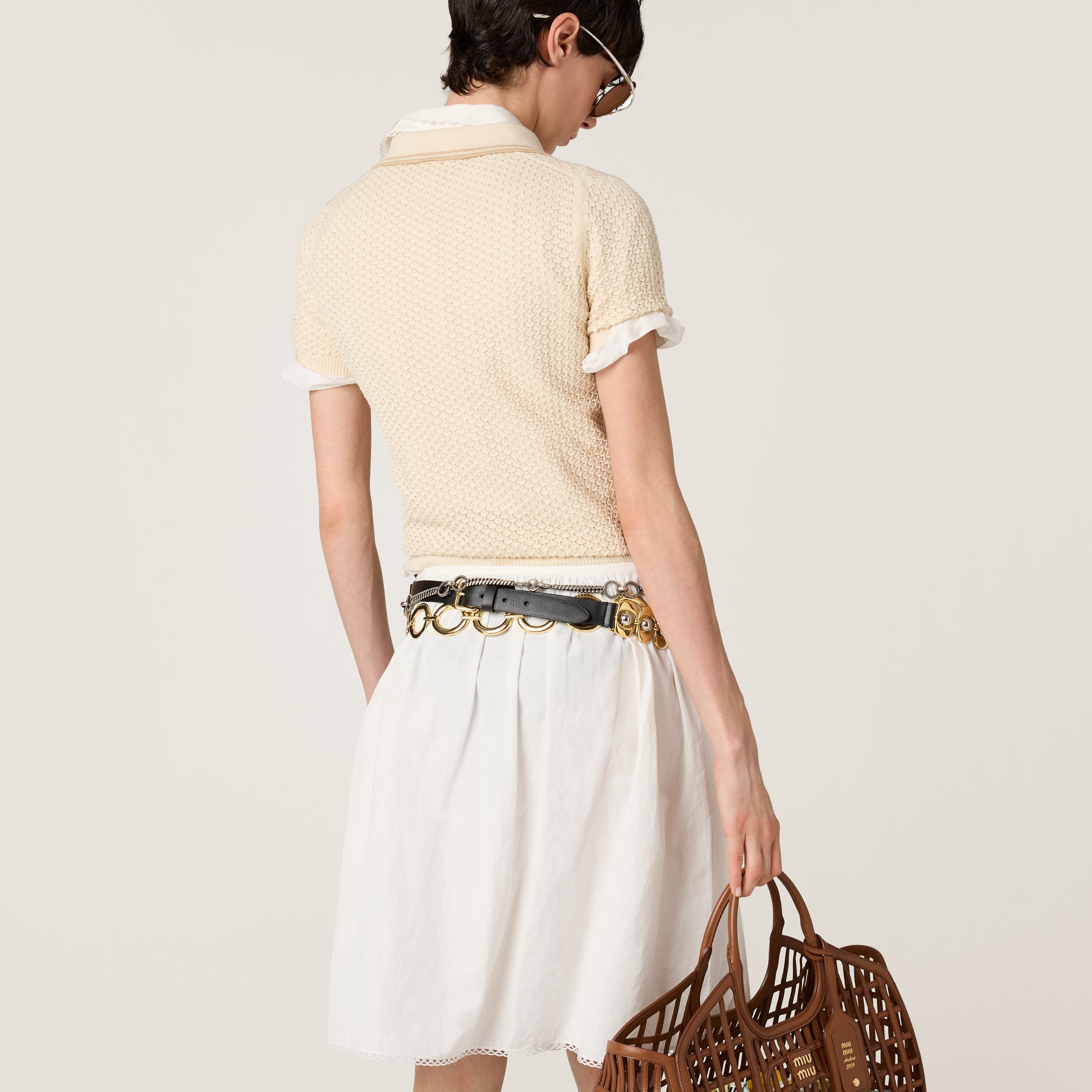 Miu Miu Mc Natural Lace Knit Polo