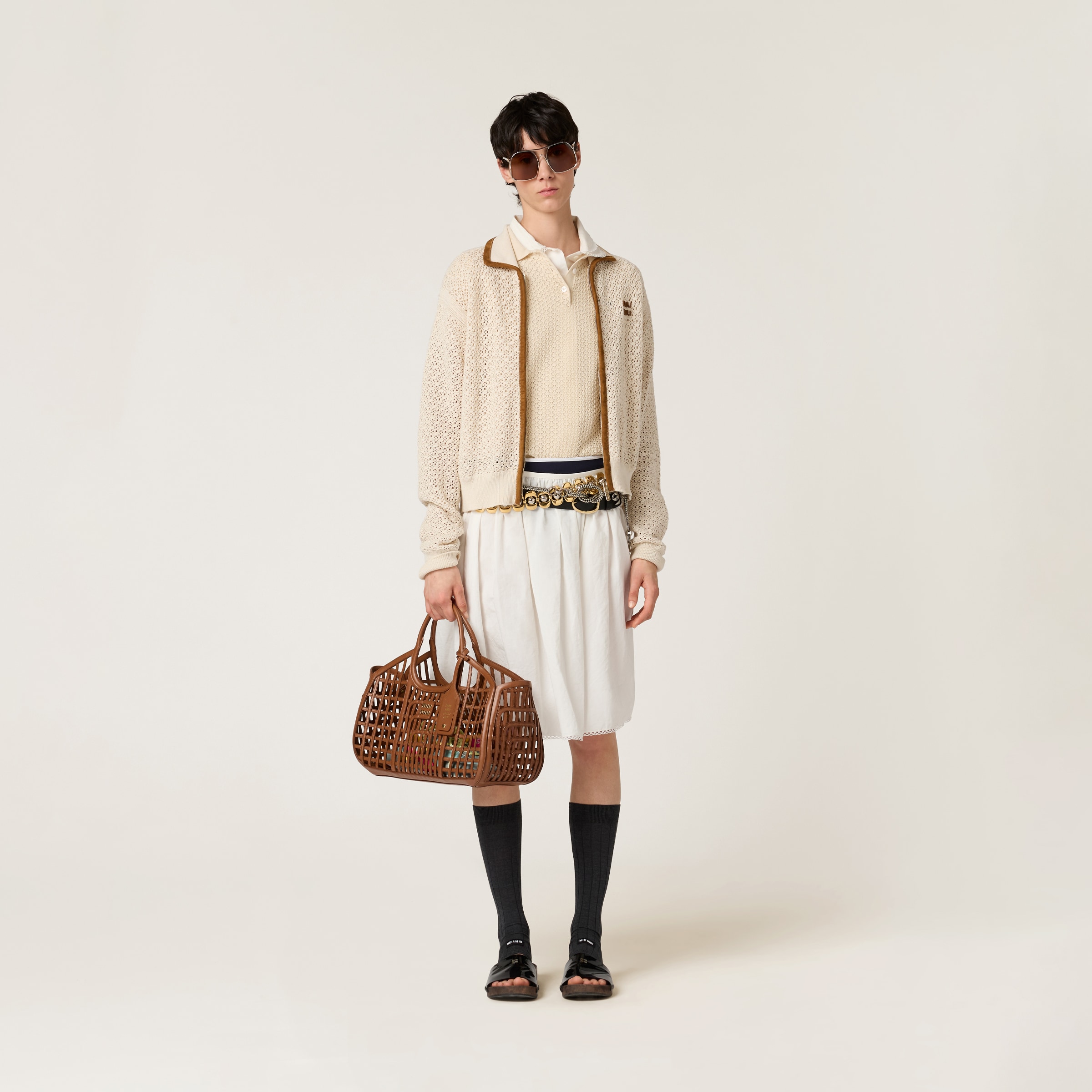 Miu Miu Mc Natural Lace Knit Polo