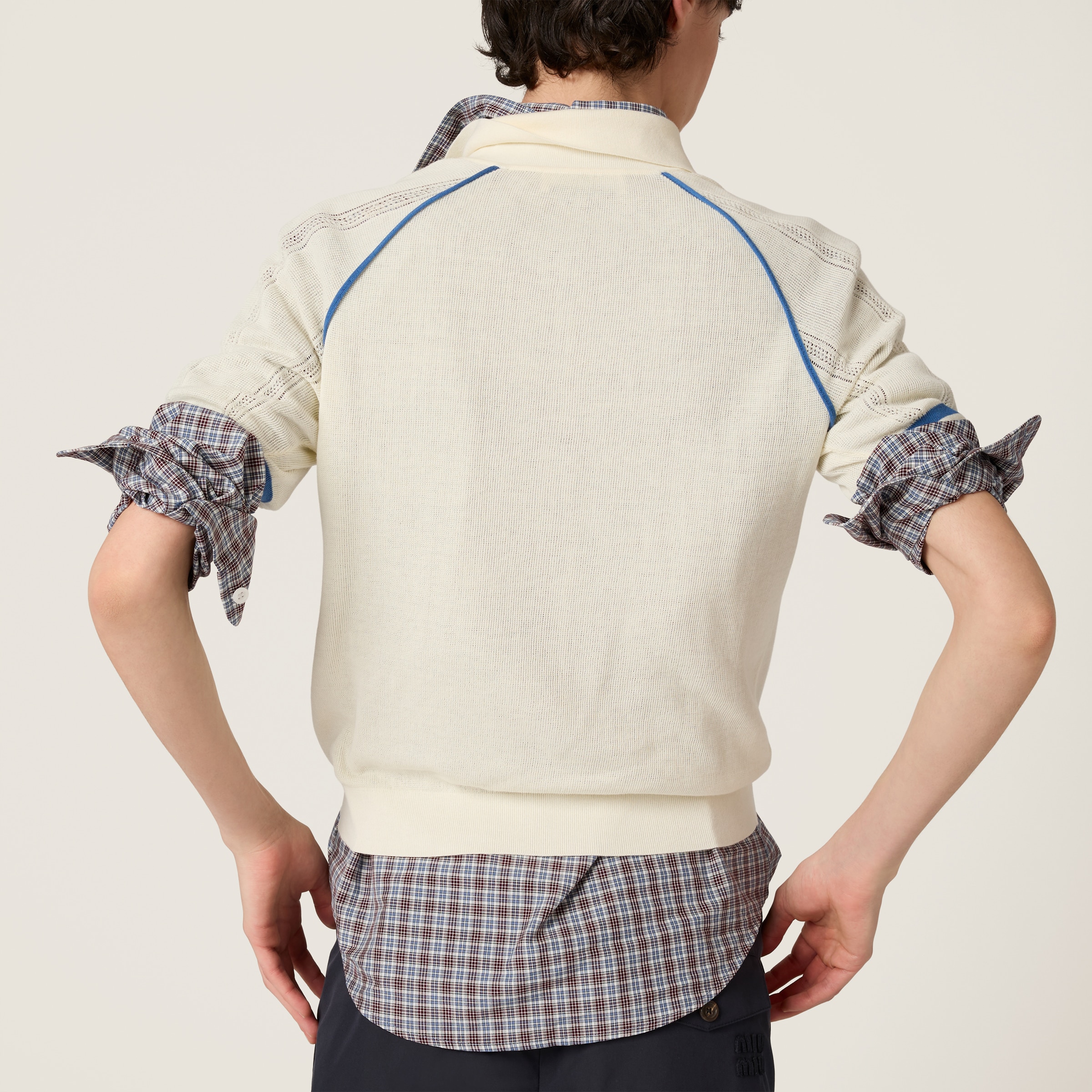 Miu Miu Cotton Piping Short-sleeve Polo In White