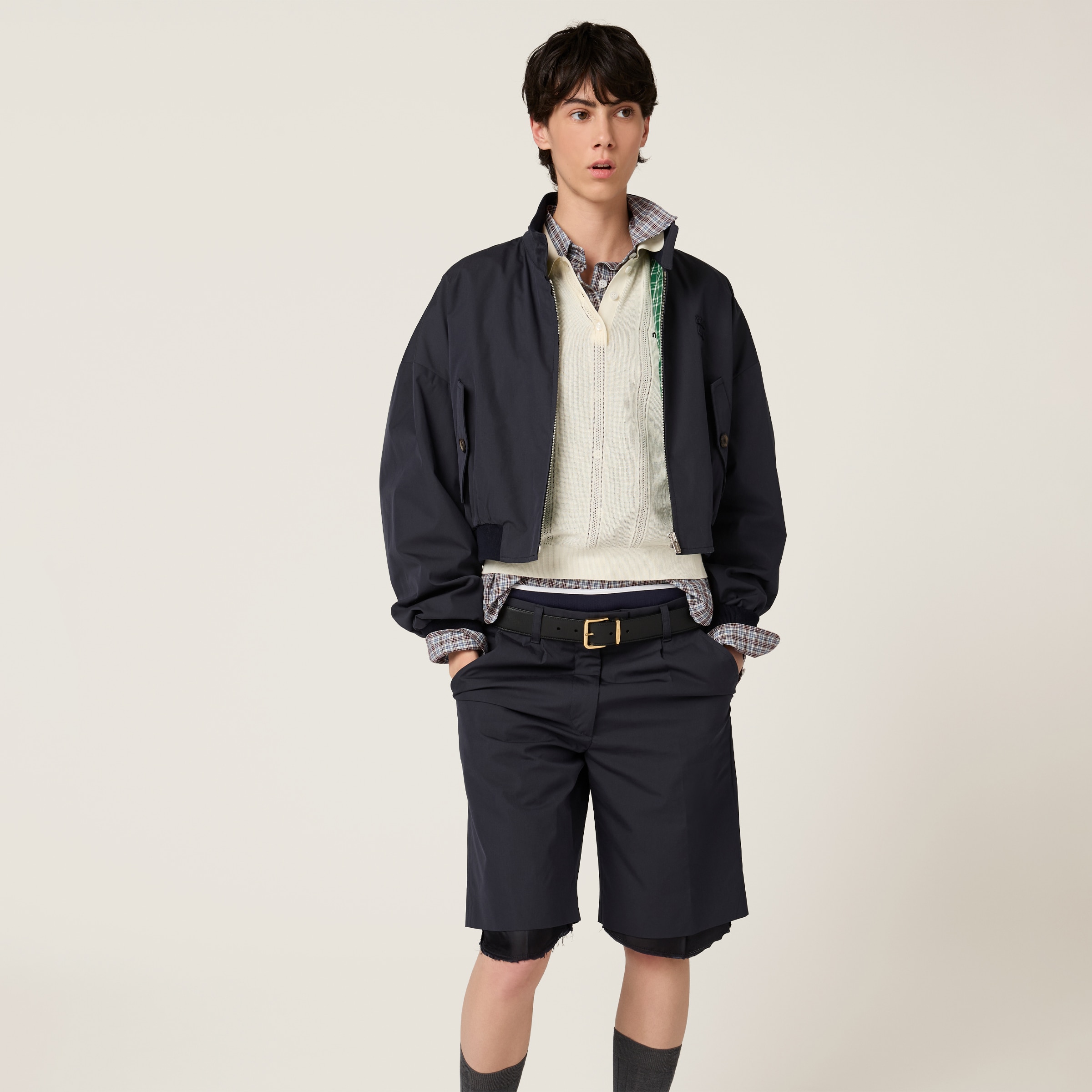 Miu Miu Cotton Piping Short-sleeve Polo In White