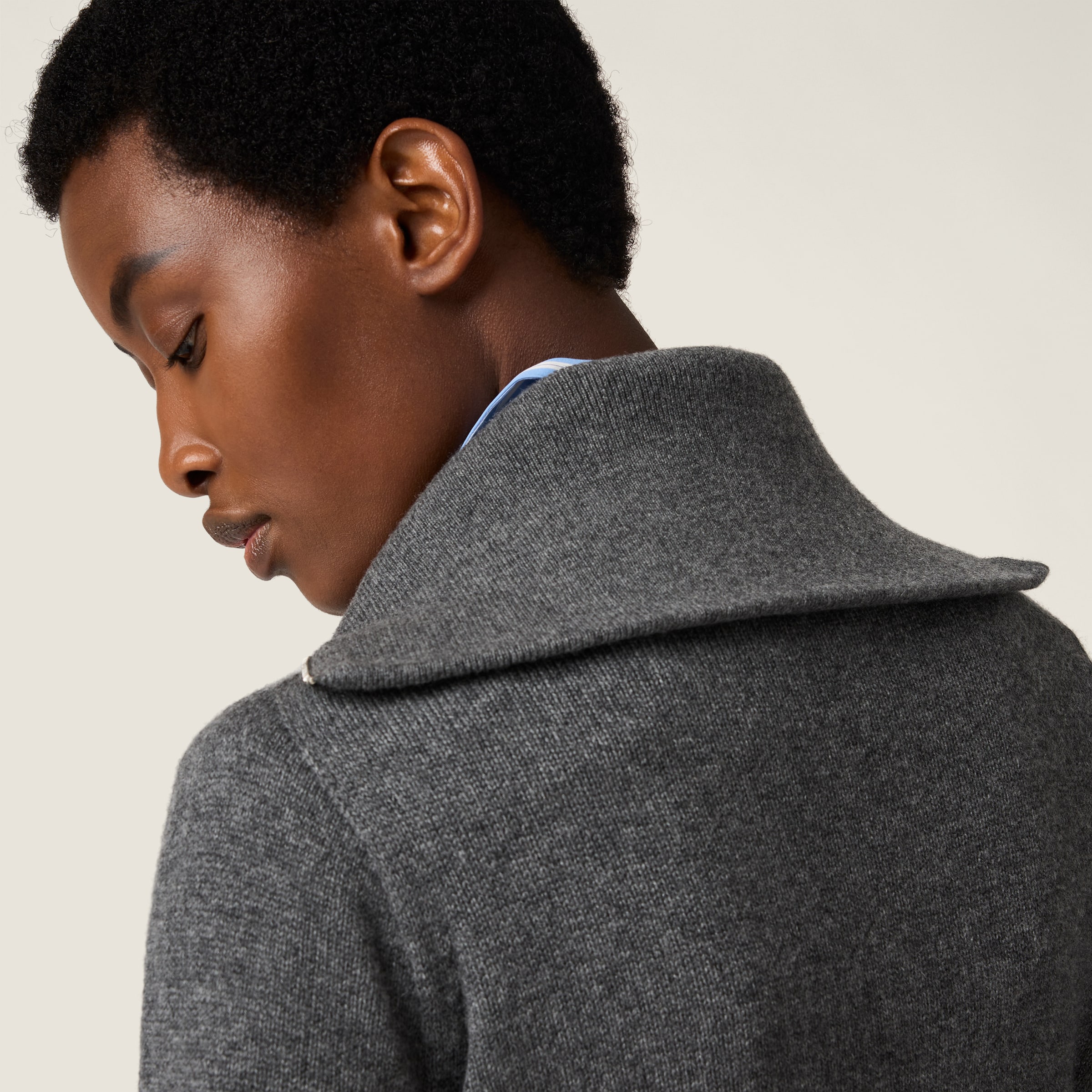 Slate Gray Cashmere Half-zipper Sweater | Miu Miu