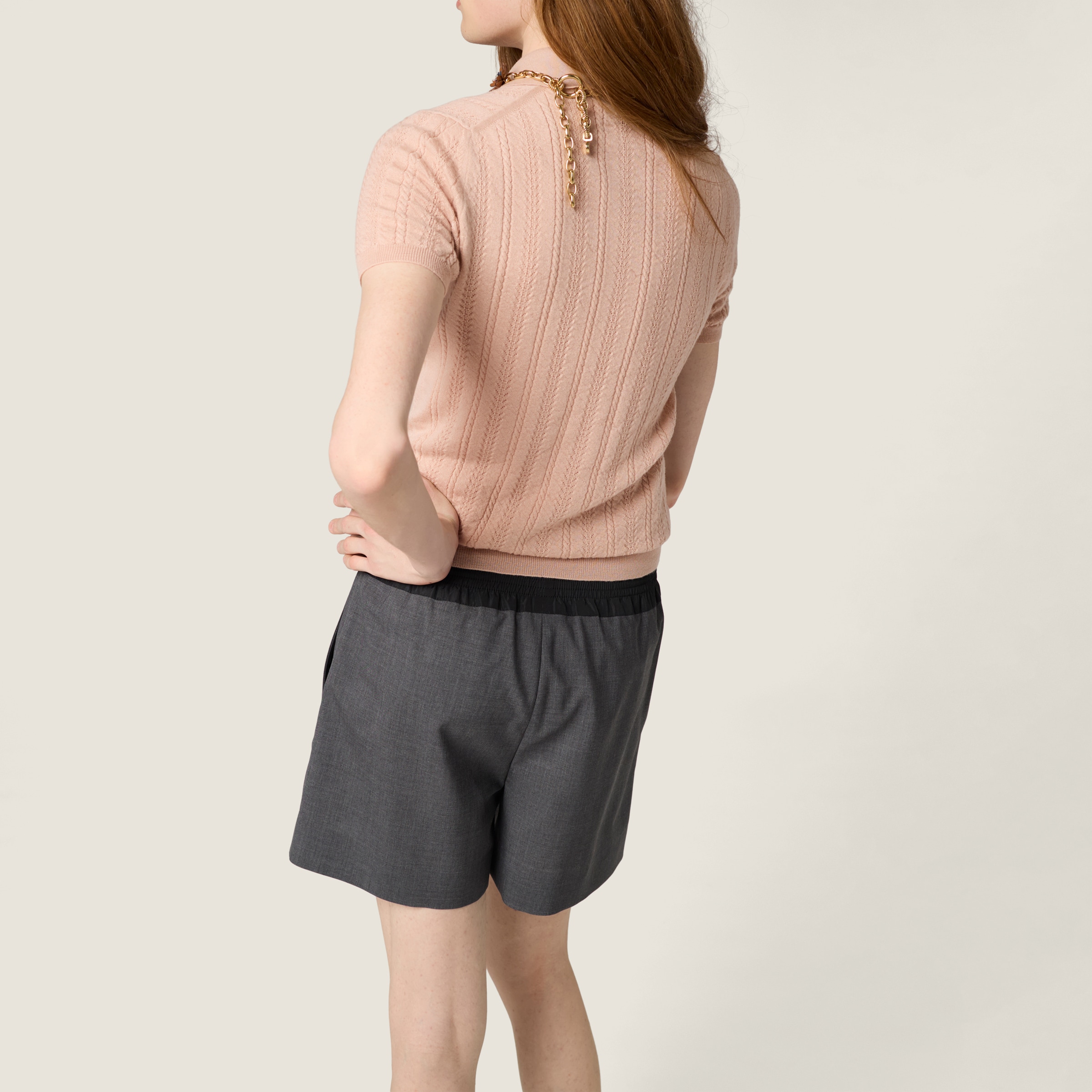 Miu Miu Cashmere Polo Sweater In Pink